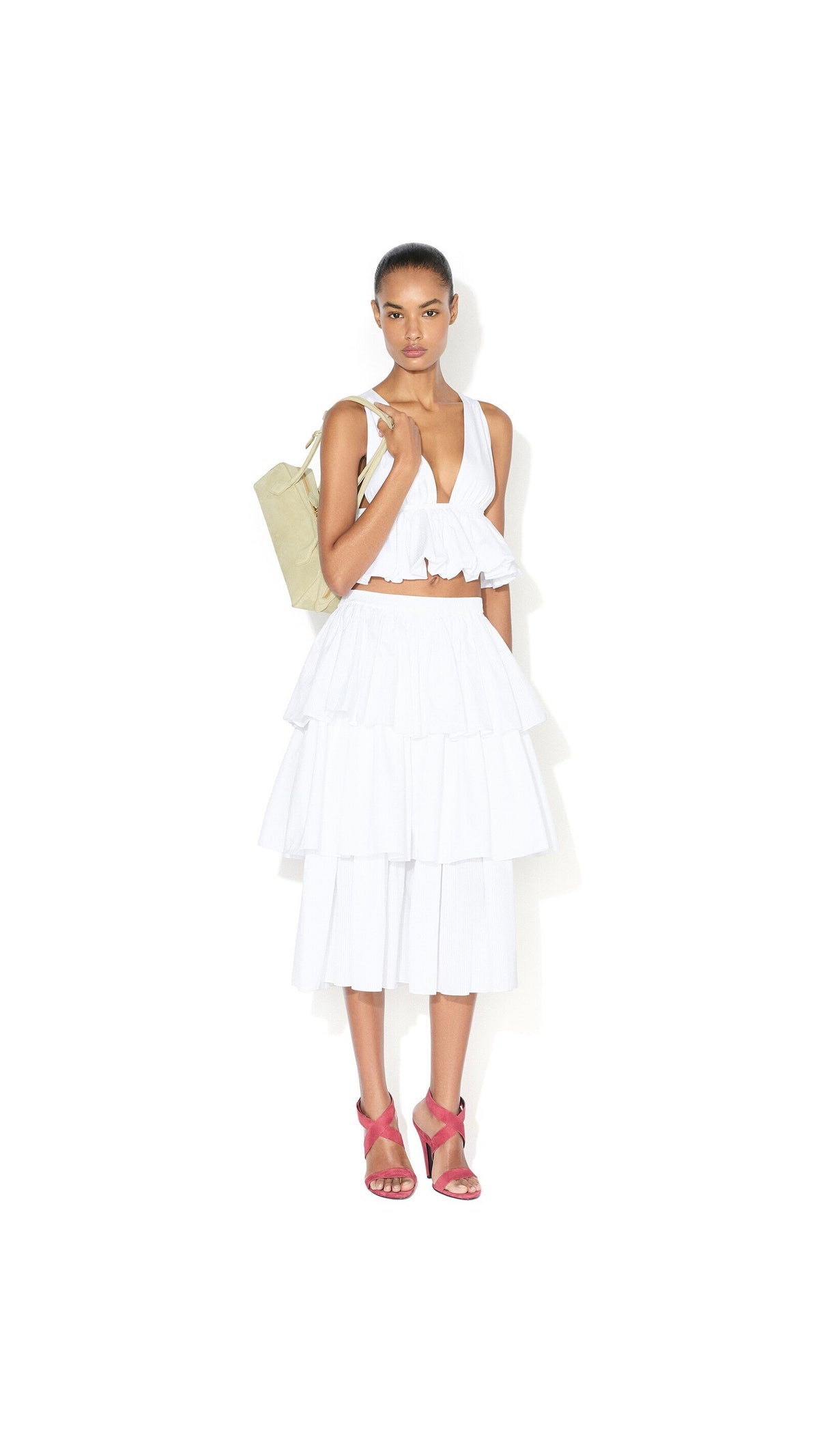 Alaïa Openwork Cotton Ruffle Skirt