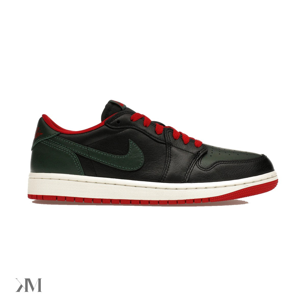 Women's Jordan 1 Retro Low OG Gorge Green Varsity Red, side profile