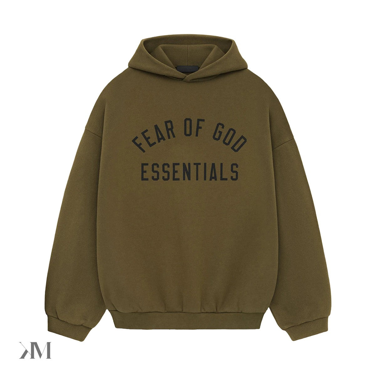 Fear of God Essentials Fleece Hoodie Olive, front
