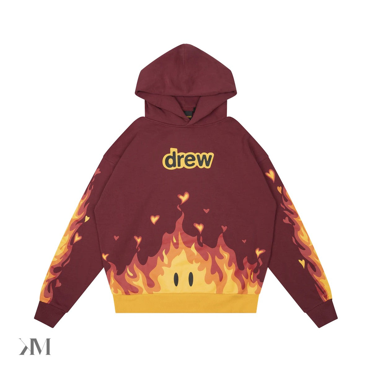 drew house fire hoodie burgundy