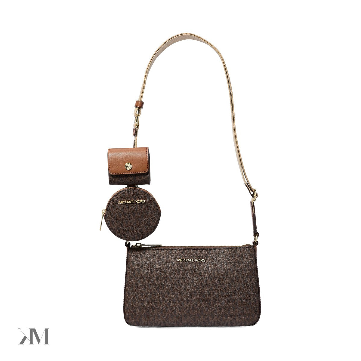 Jet Set Logo Crossbody Bag with Case for Apple Airpods Pro® Brown Brown