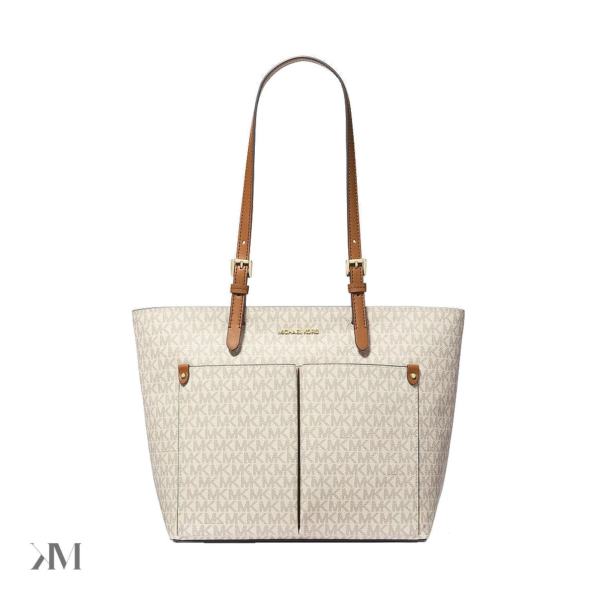 Jet Set Medium Logo Pocket Tote Bag Vanilla Vanilla