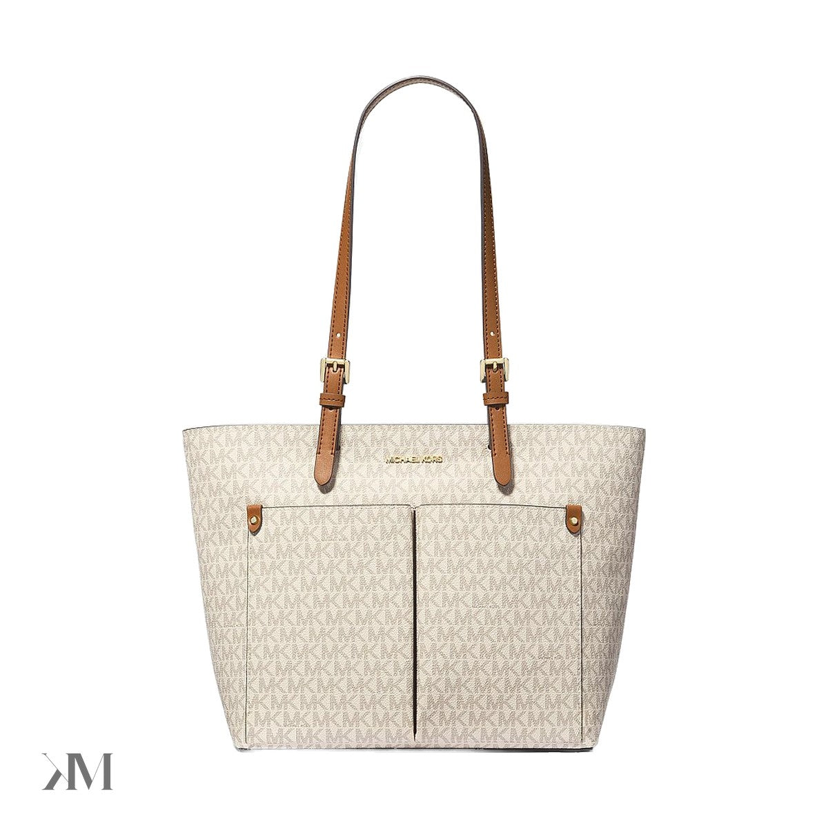 Jet Set Medium Logo Pocket Tote Bag Vanilla Vanilla