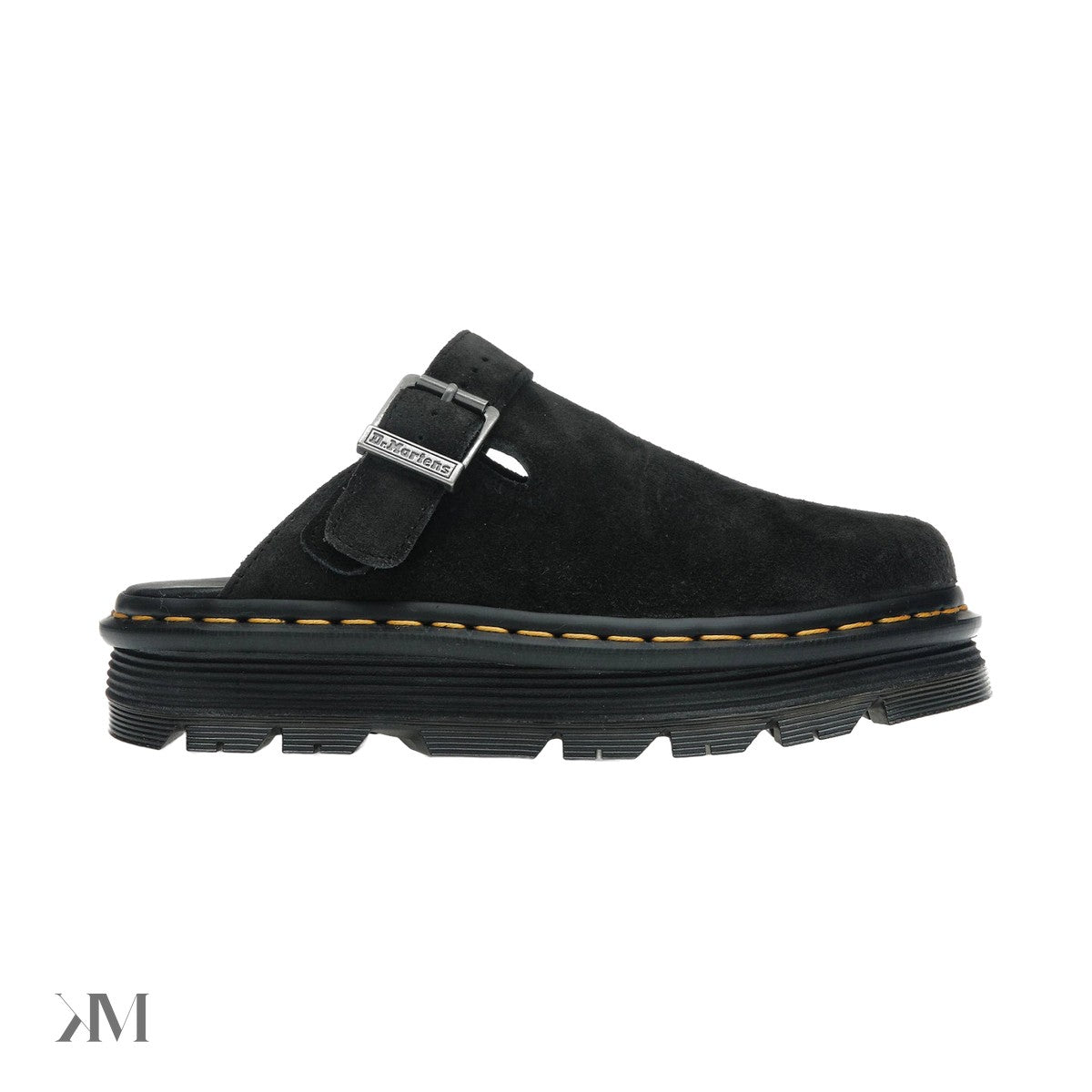 Dr. Martens Zebzag Suede Slingback Platform Mule, side profile