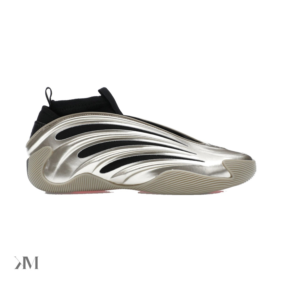 Adidas Harden Vol. 9 Cyber Metallic basketball shoe with cut away upper