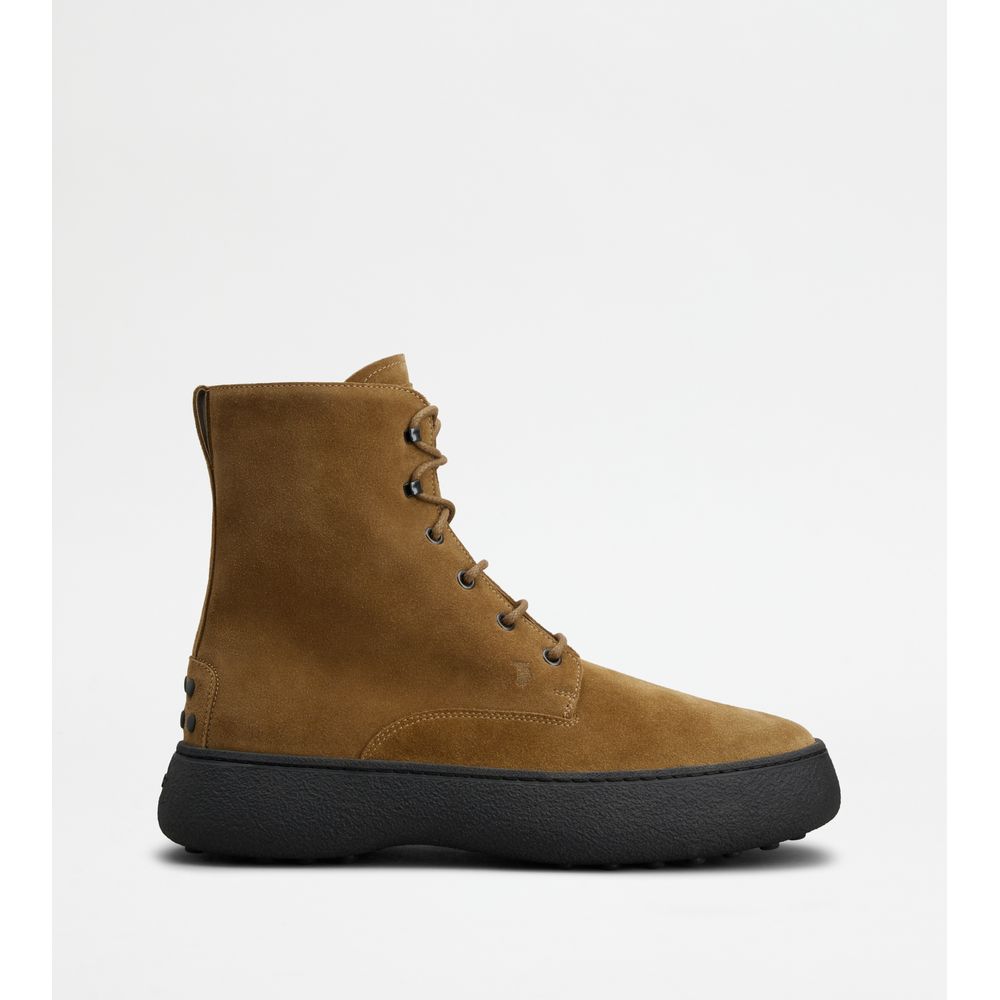 Tods W. G. Heritage Lace-Up Ankle Boots In Suede Brown Mens
