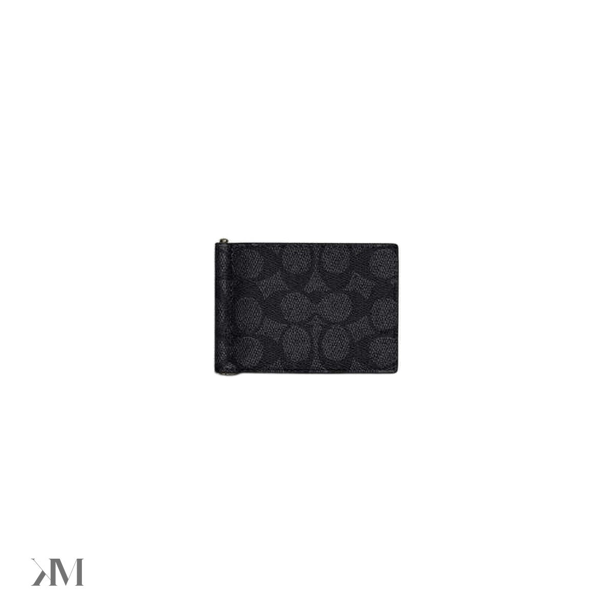 Slim Money Clip Billfold Wallet In Signature Canvas Gunmetal-Charcoal-Black Gunmetal-Charcoal-Black