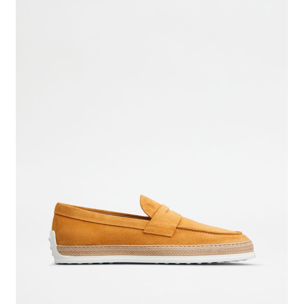 Tods Loafers In Suede Yellow Mens