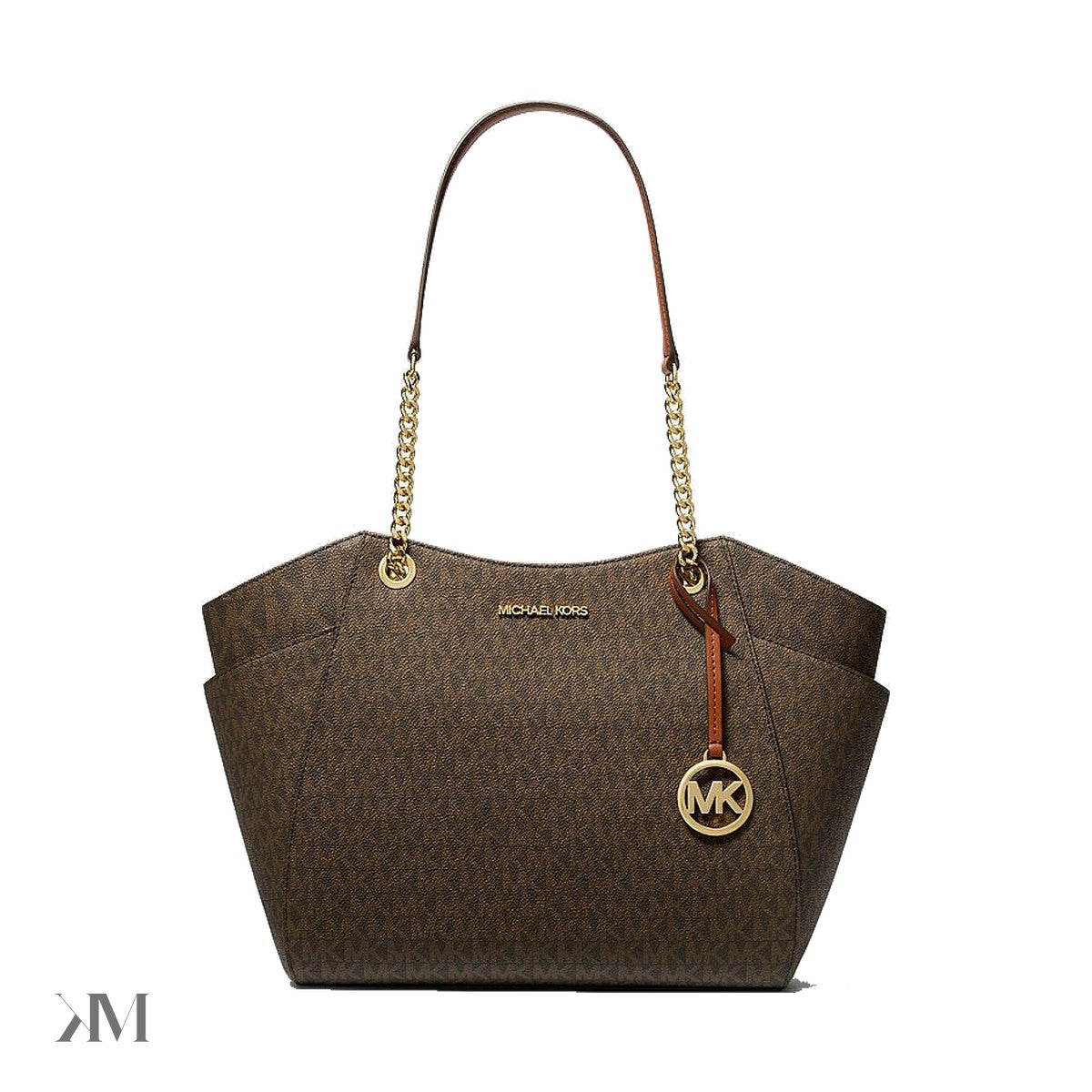 Michael Kors Jet Set Large Signature Logo Shoulder Bag, front