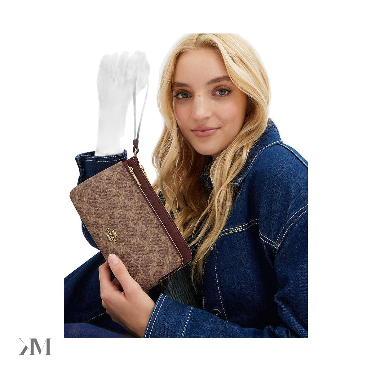 Double Zip Wallet In Signature Canvas Signature Canvas-Gold-Tan-Brown Signature Canvas-Gold-Tan-Brown