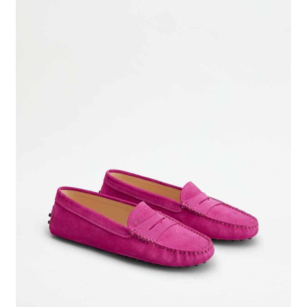 Tods Gommino Driving Shoes In Suede Pink Womens