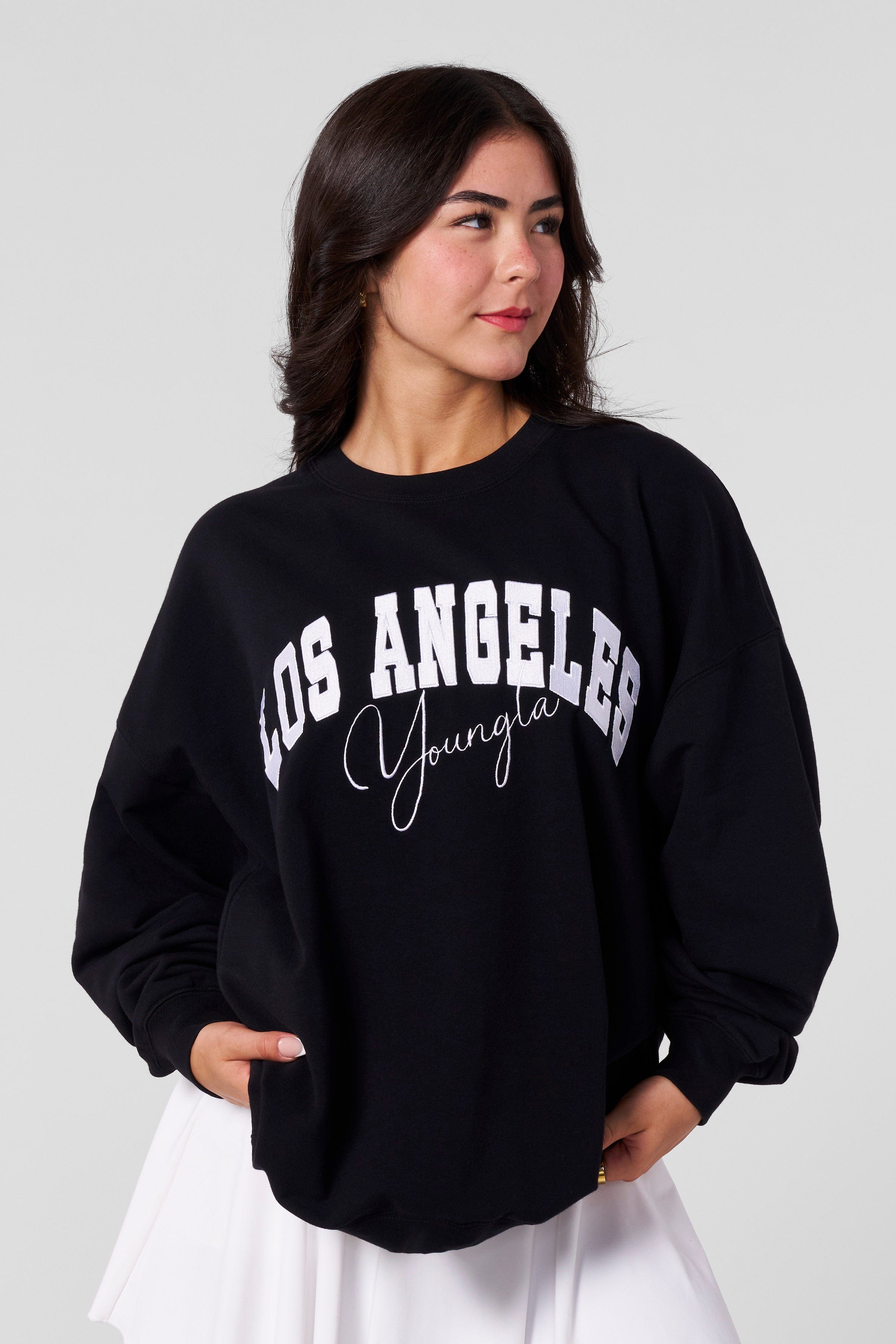YoungLA W563 Varsity Crewneck Black