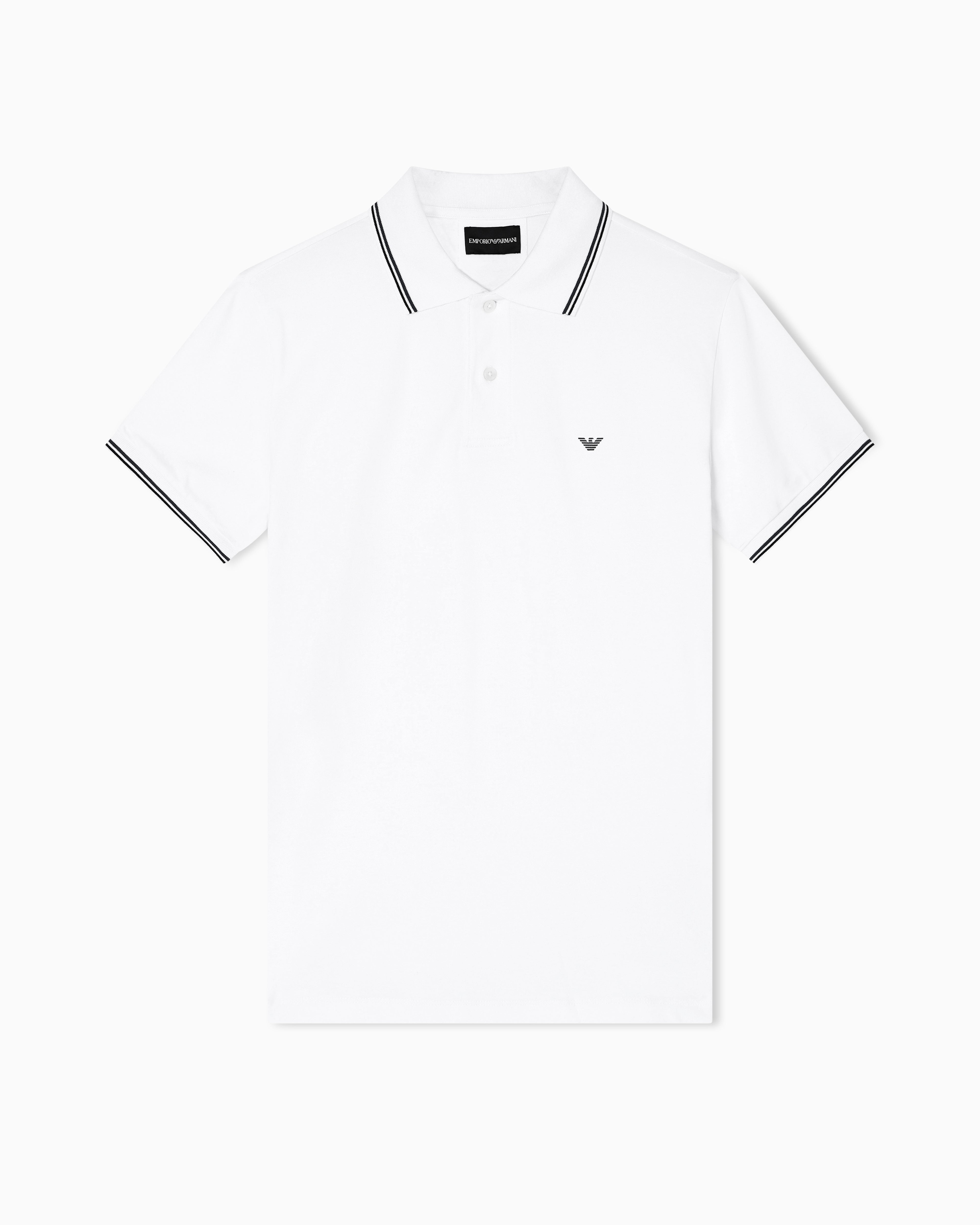 Emporio Armani Slim-fit stretch piqué polo shirt with micro eagle