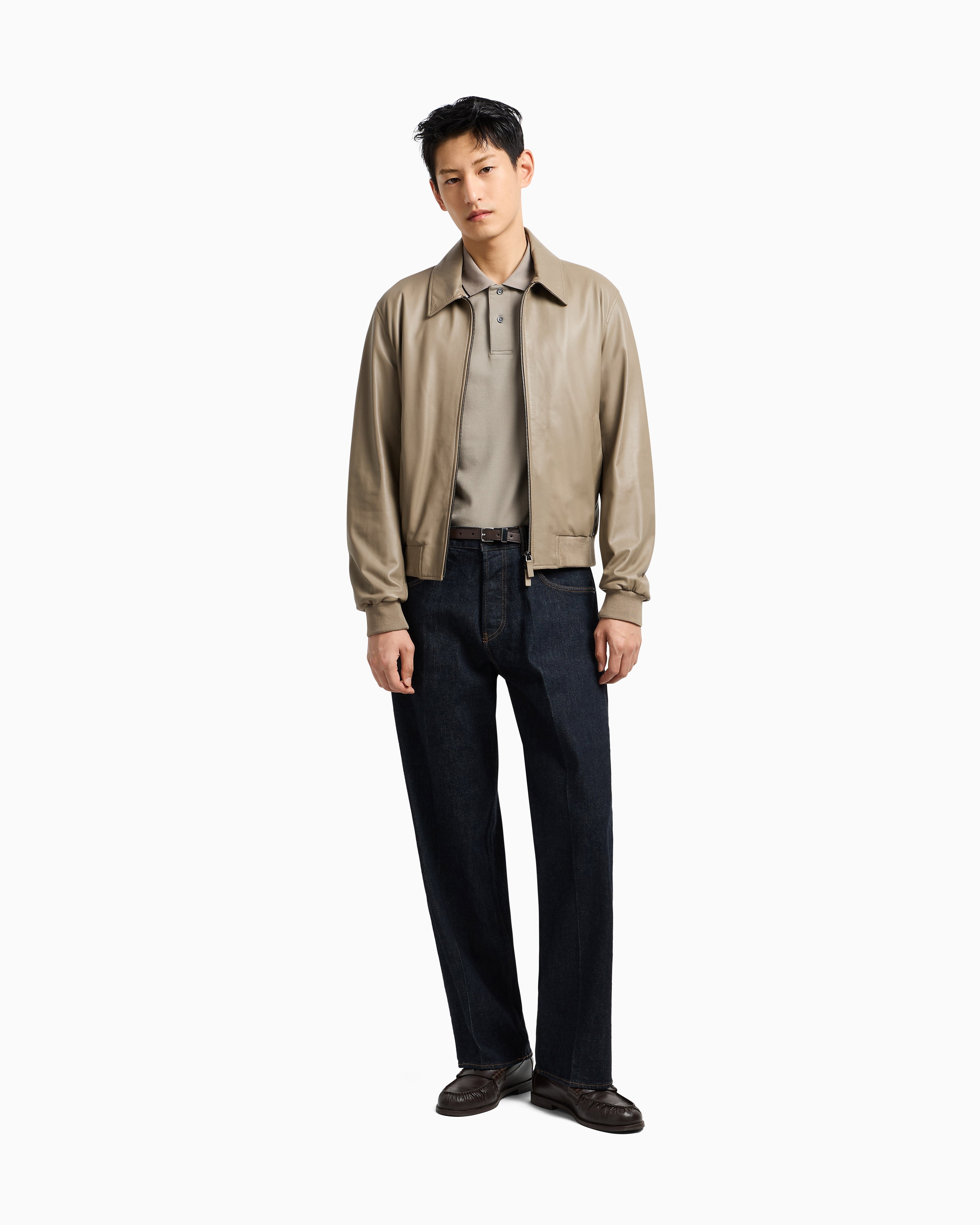 Emporio Armani Slim-fit stretch piqué polo shirt with micro eagle