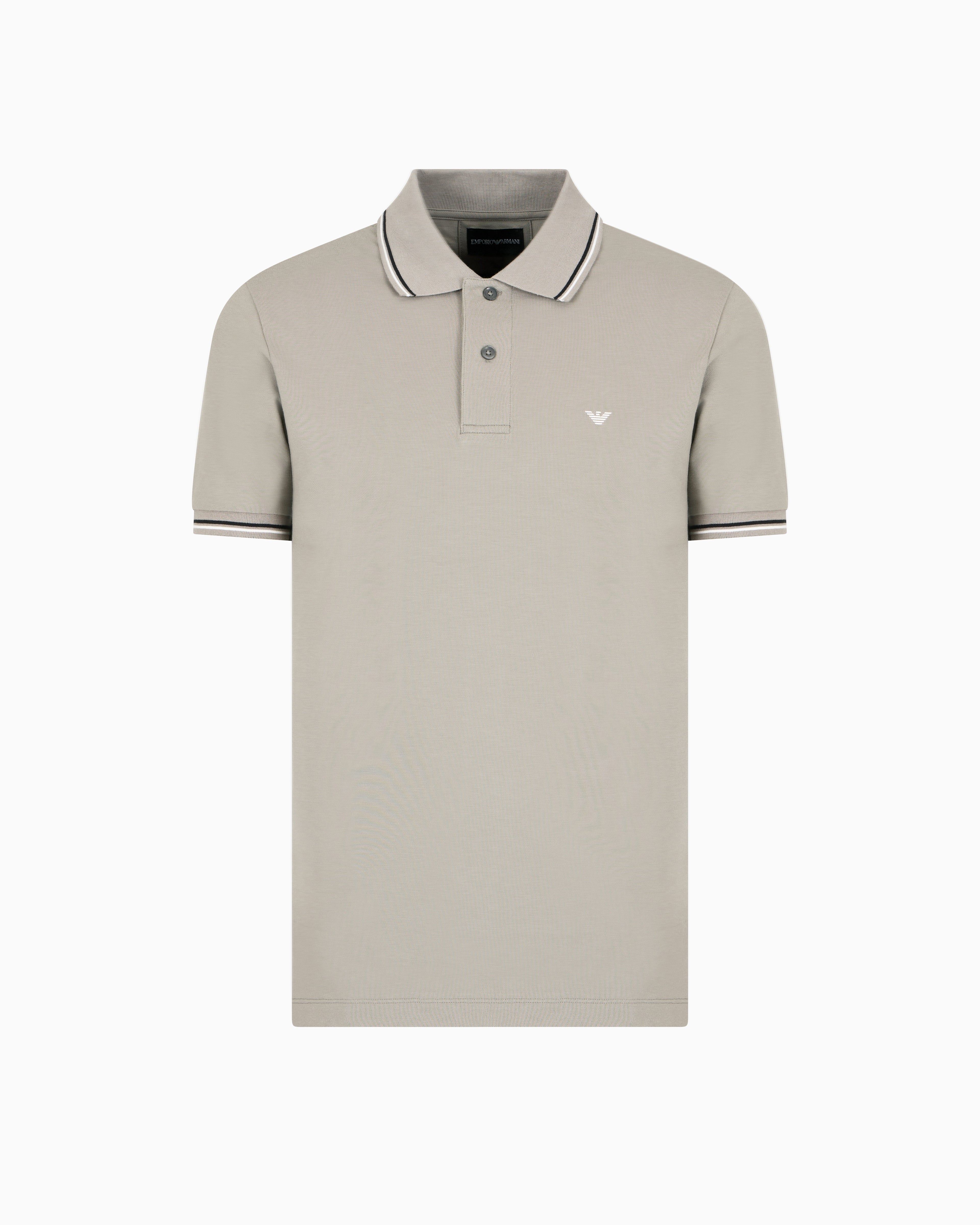 Emporio Armani Slim-fit stretch piqué polo shirt with micro eagle