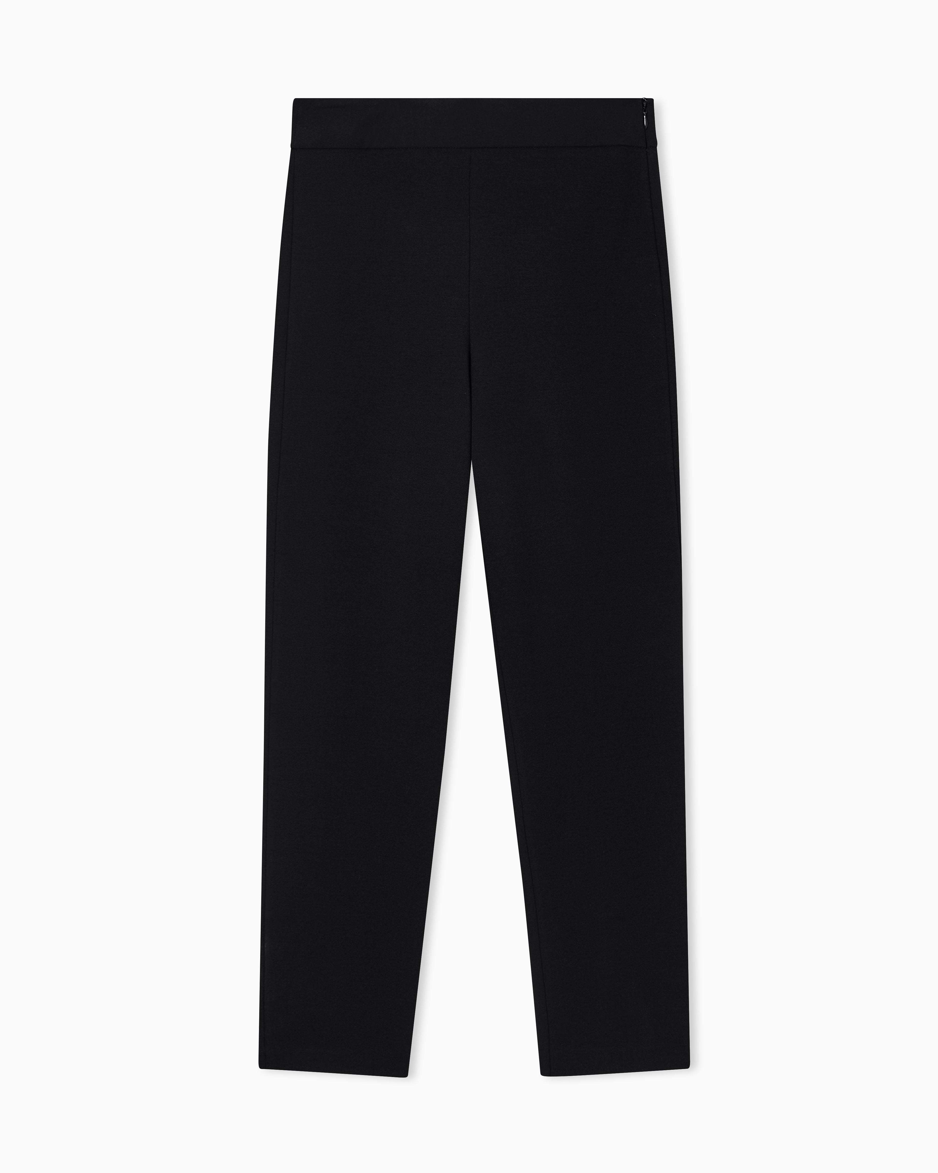 Emporio Armani Slim fit trousers in Milano knit fabric with satin band