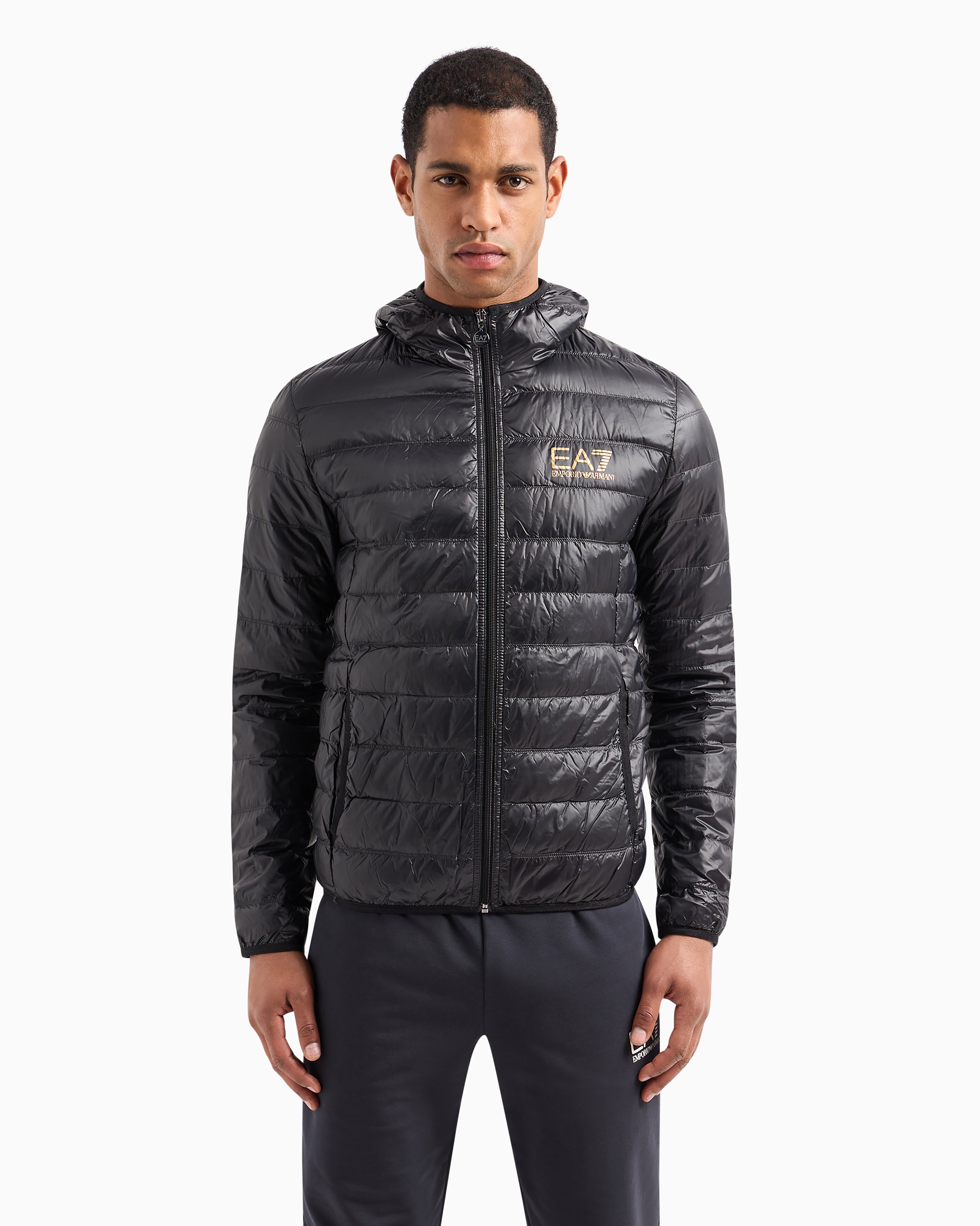 EA7 Packable hooded Core Identity puffer jacket