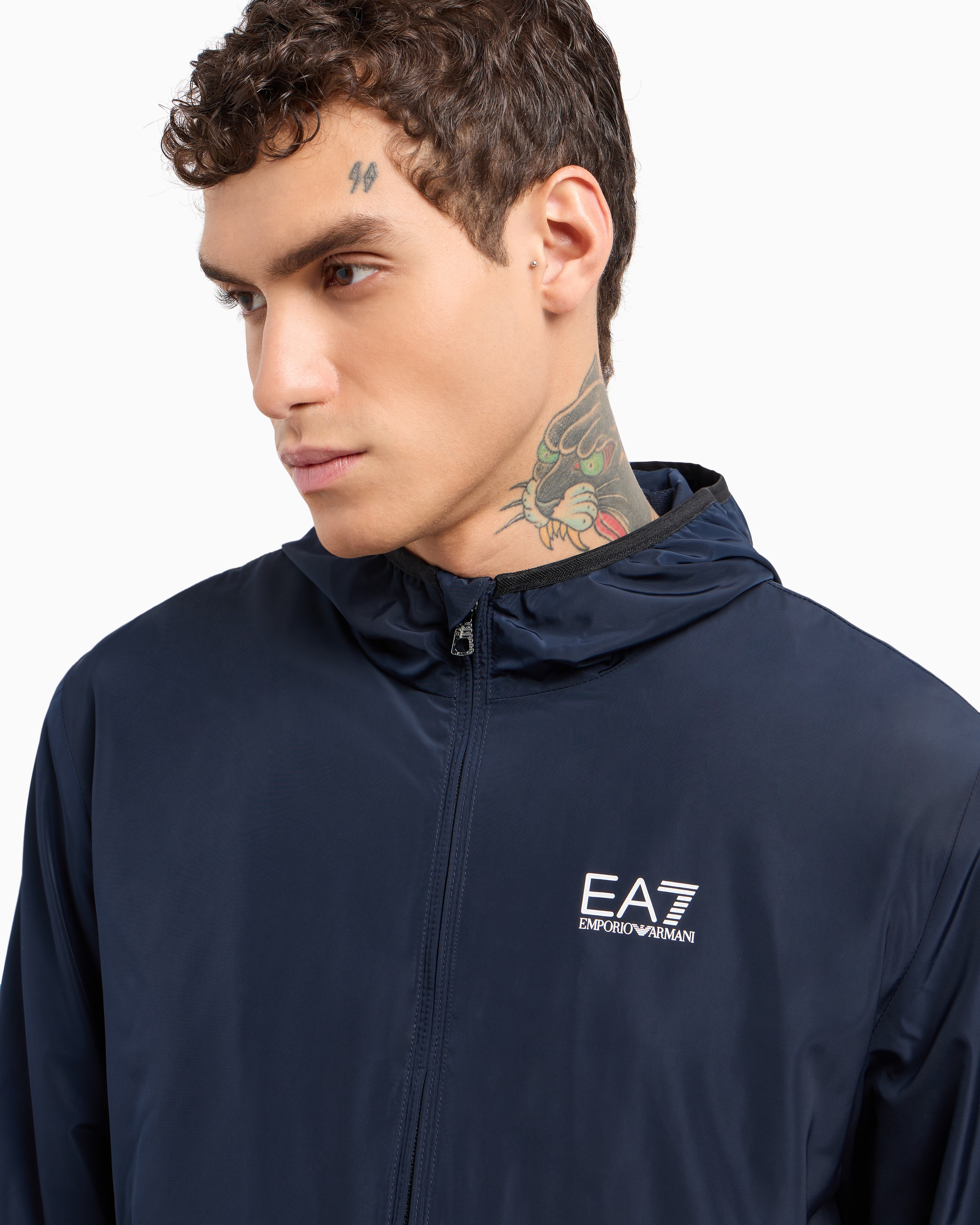 EA7 ASV Core Identity hooded bomber jacket in technical fabric