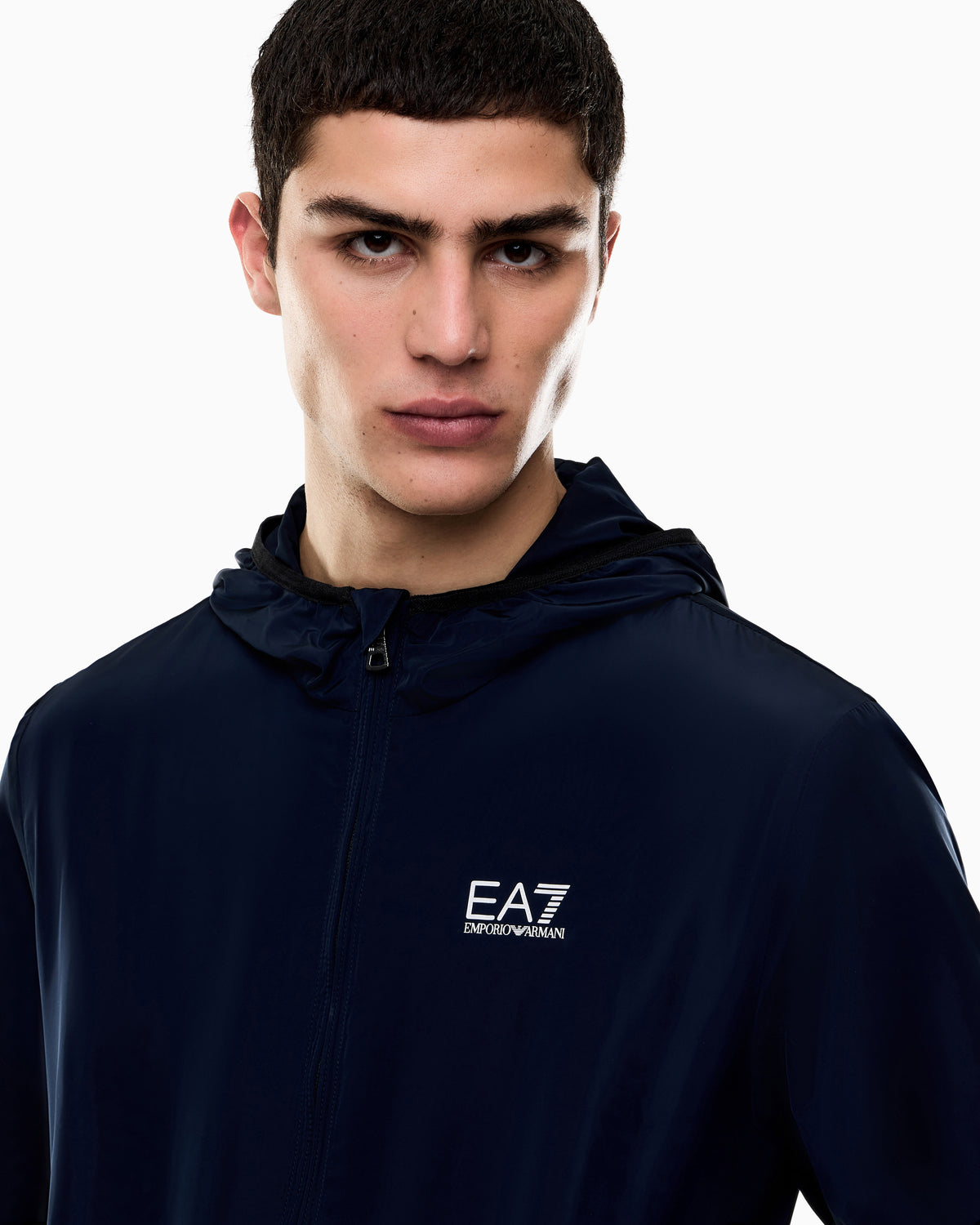 EA7 Technical hooded bomber with zip closure Core Identity