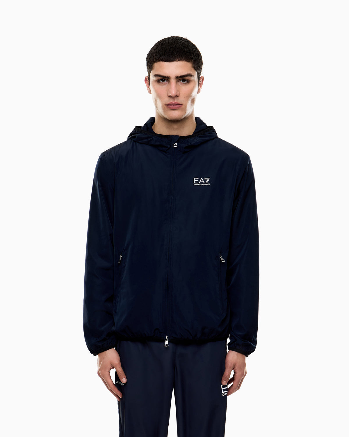 EA7 Technical hooded bomber with zip closure Core Identity
