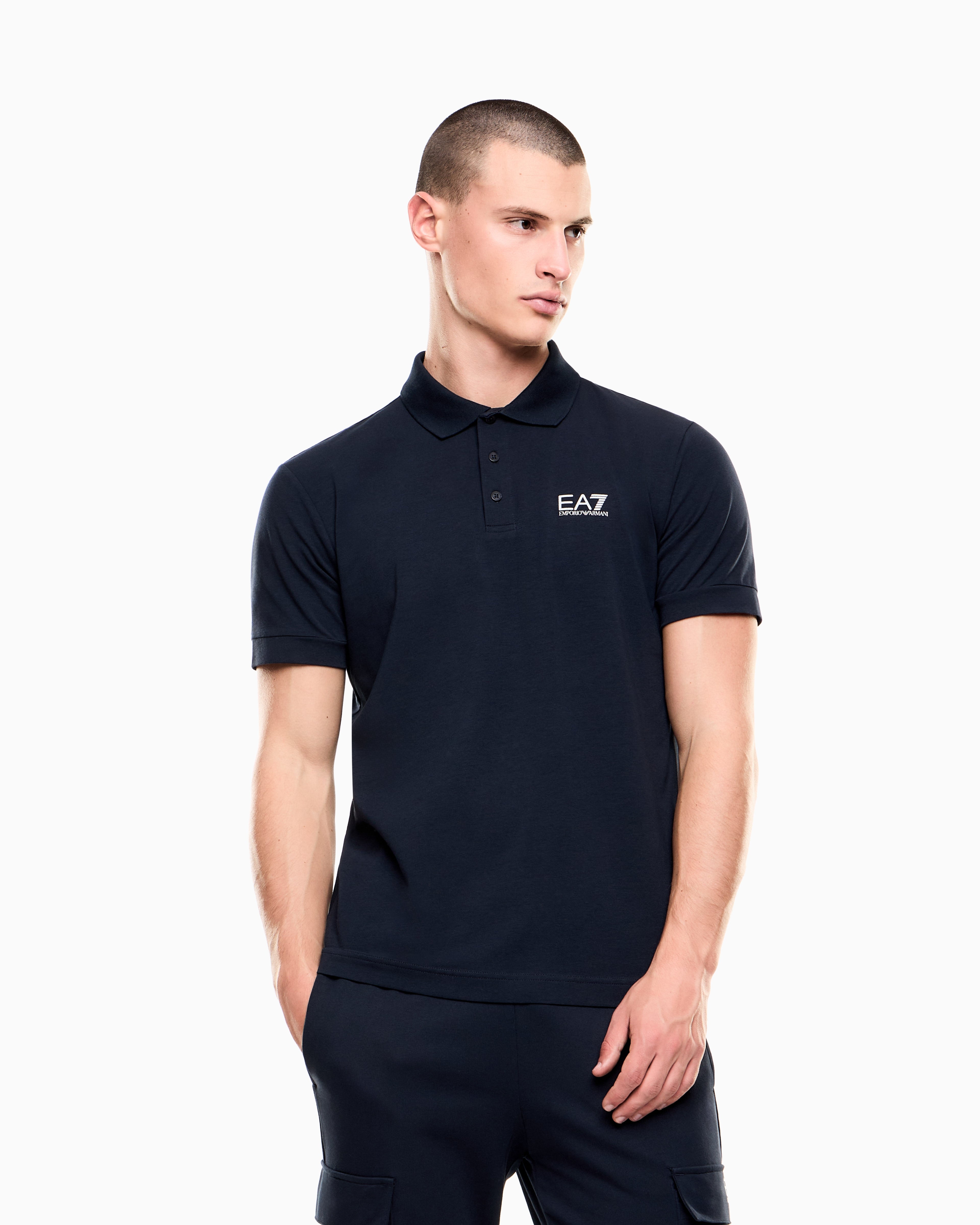 EA7 Core Identity stretch-cotton polo shirt