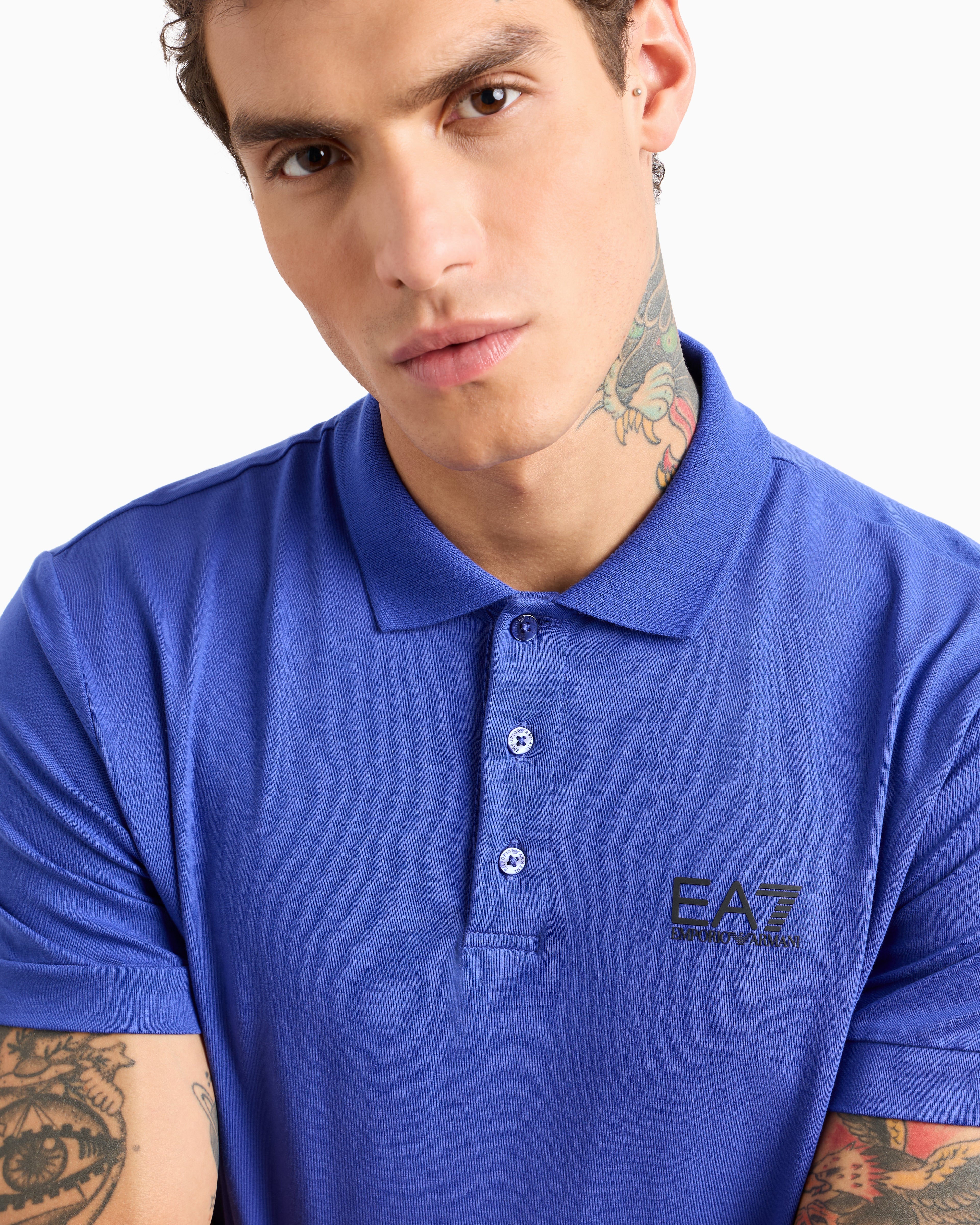 EA7 Core Identity stretch-cotton polo shirt