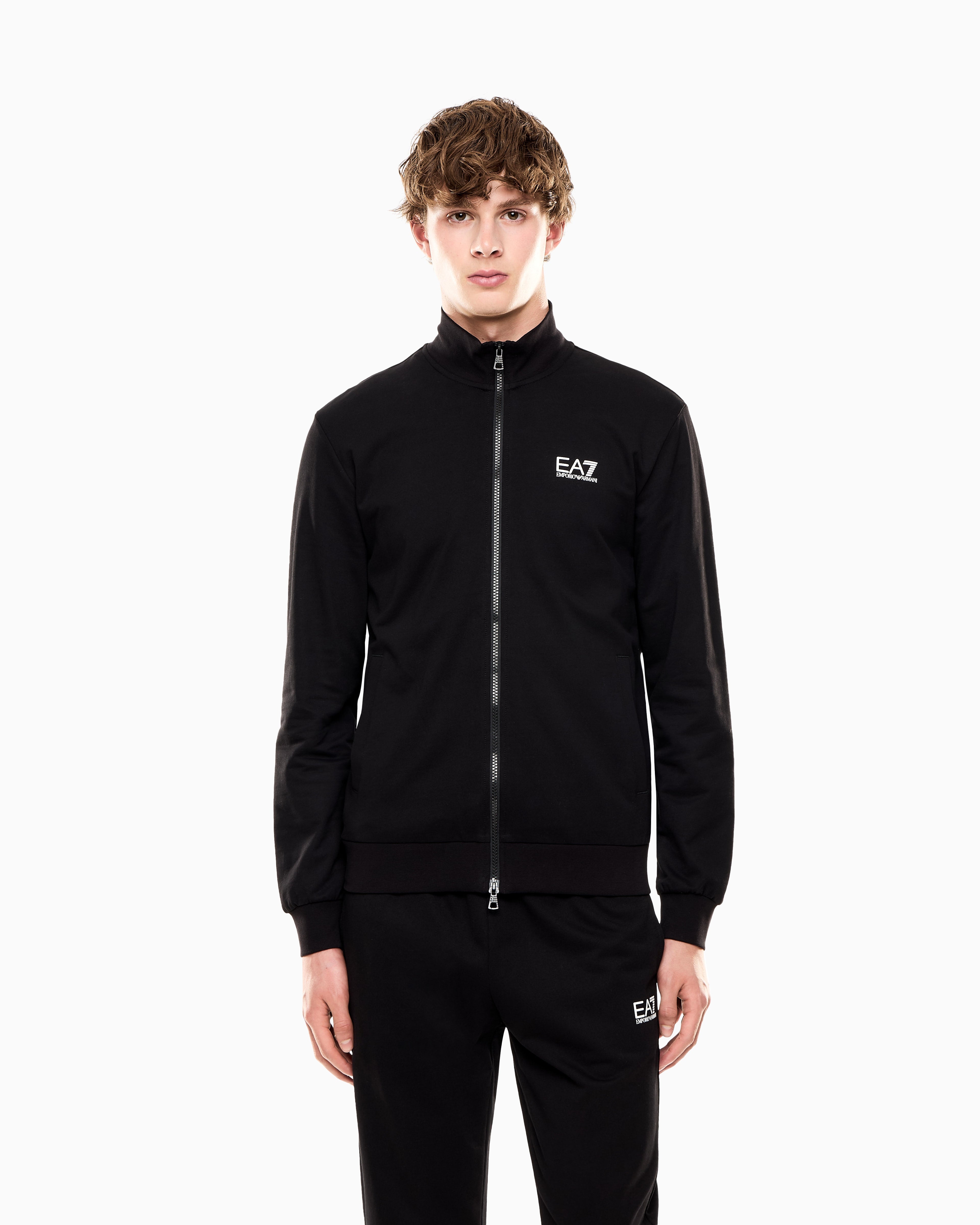 EA7 Core Identity cotton zip-up sweatshirt
