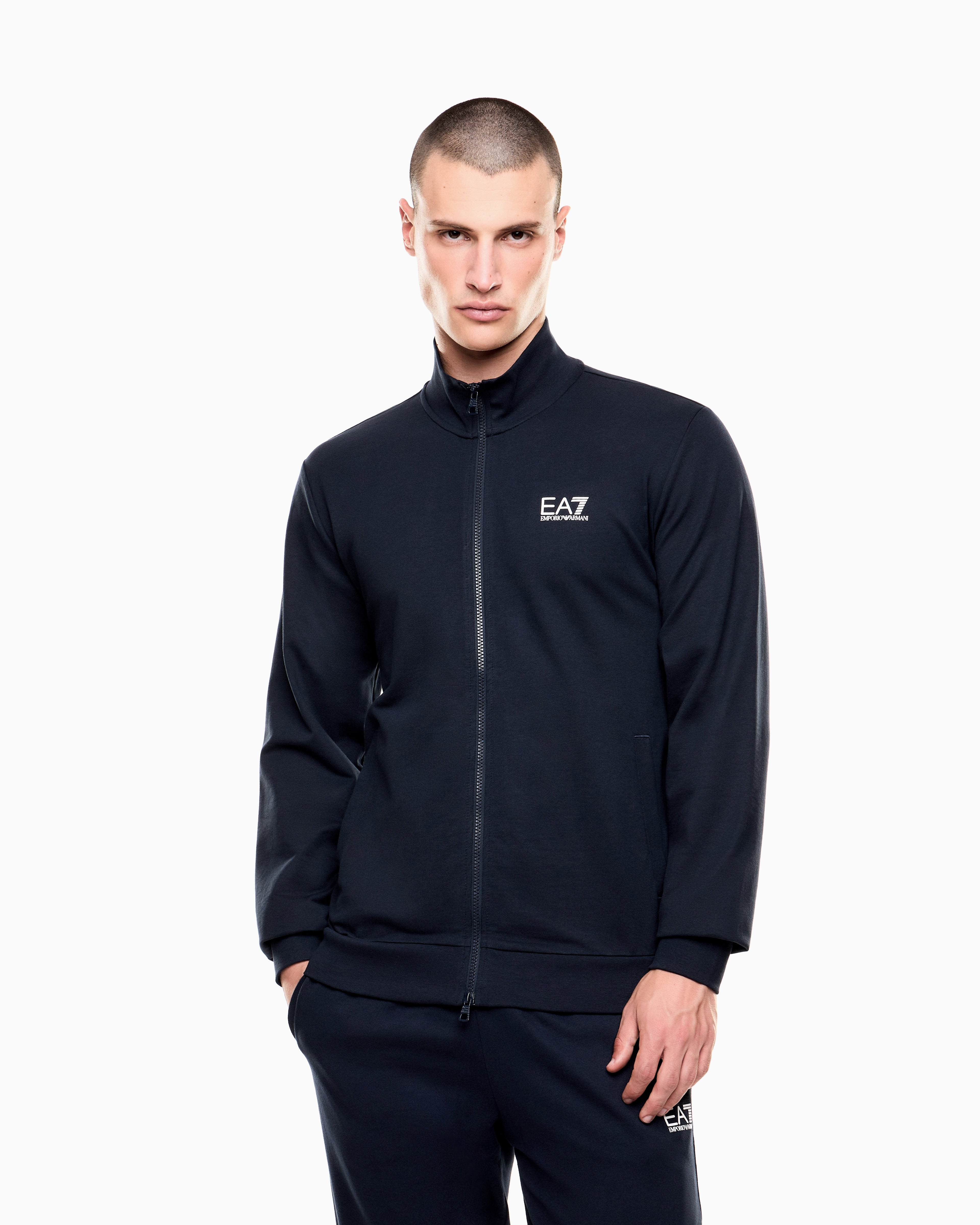 EA7 Core Identity cotton zip-up sweatshirt