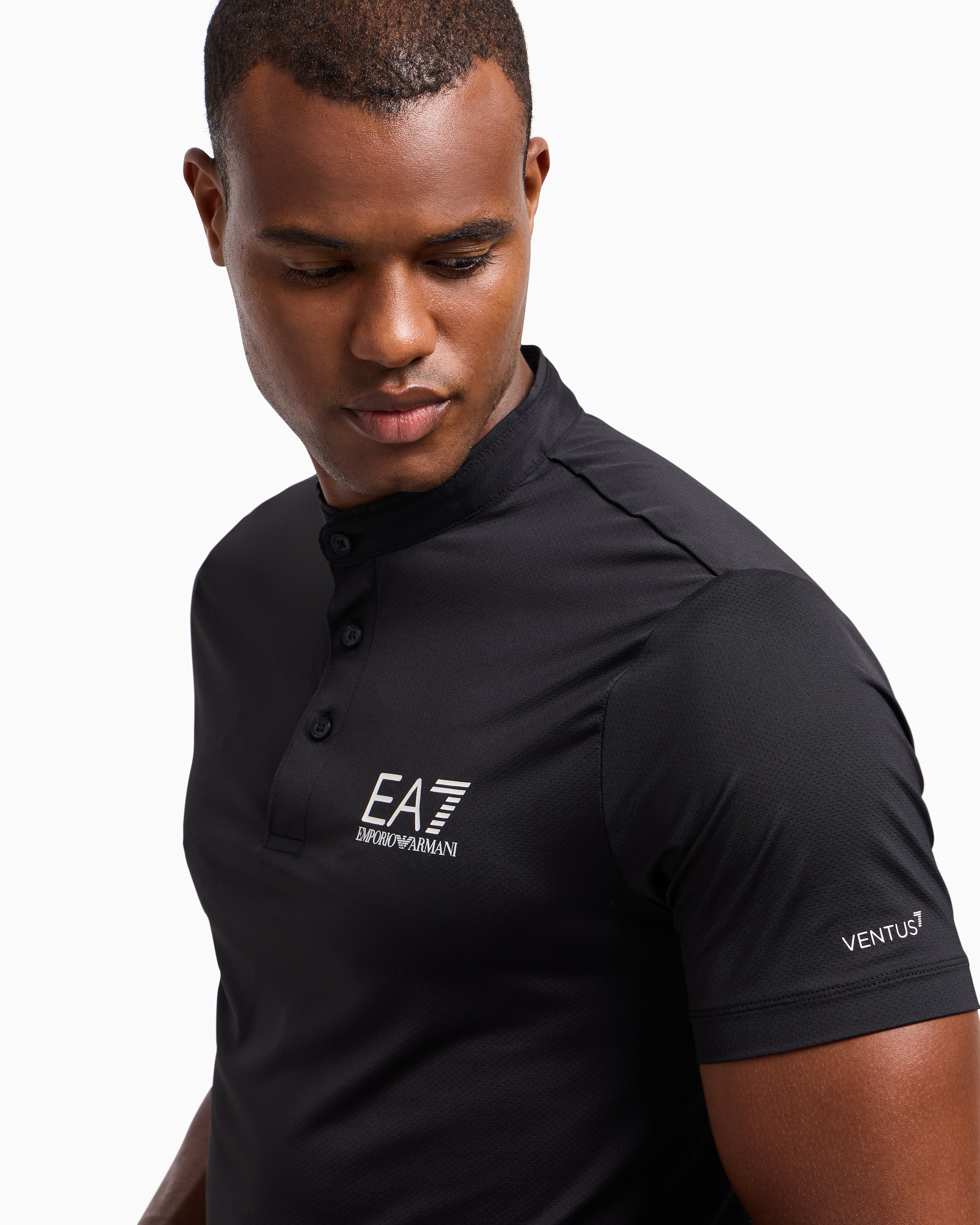 EA7 Tennis Pro Henley-collar polo shirt in VENTUS7 technical fabric