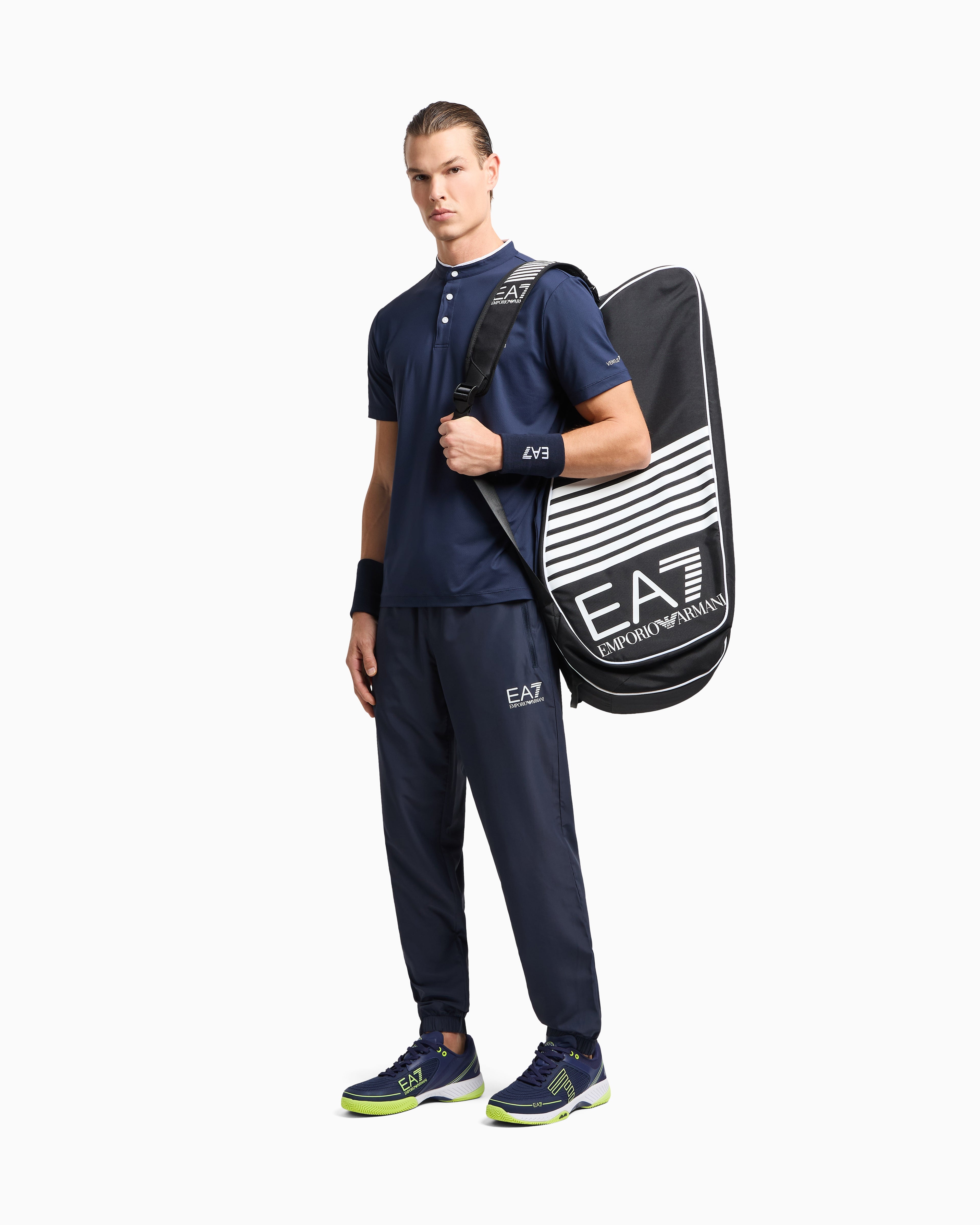 EA7 Tennis Pro Henley-collar polo shirt in VENTUS7 technical fabric