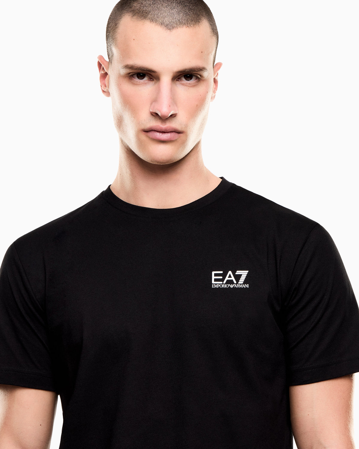 EA7 Cotton shirt in Pima jersey with crew neck Core Identity