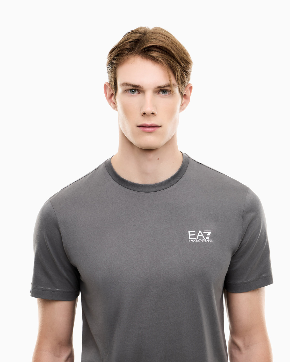 EA7 Cotton shirt in Pima jersey with crew neck Core Identity