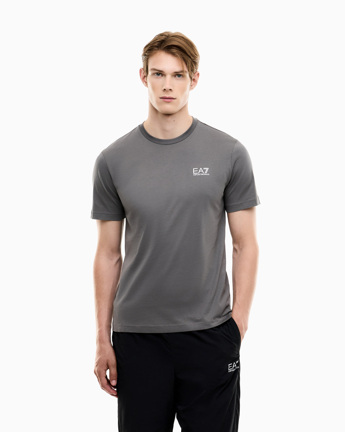 EA7 Cotton shirt in Pima jersey with crew neck Core Identity