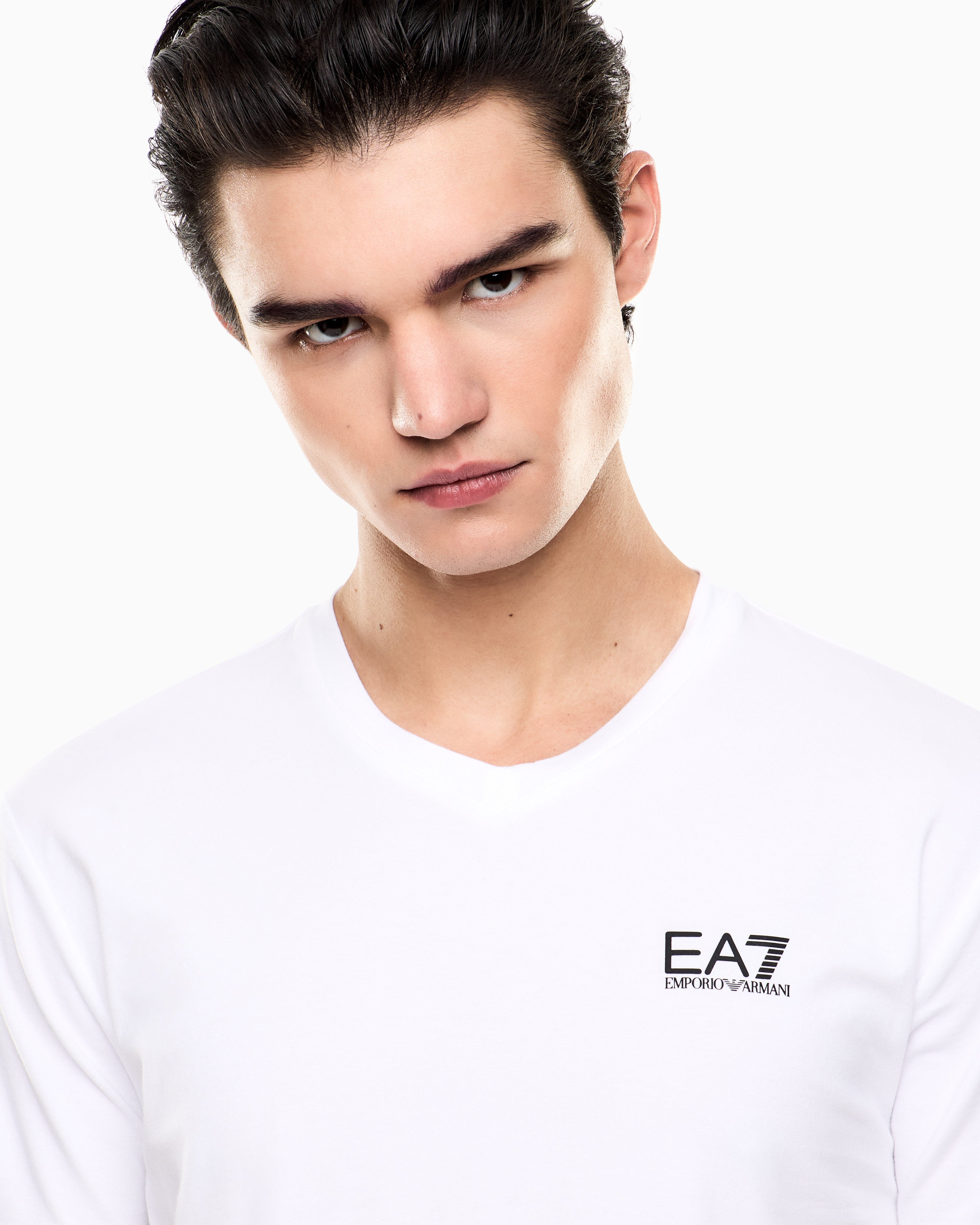 EA7 Core Identity stretch cotton jersey V-neck T-shirt