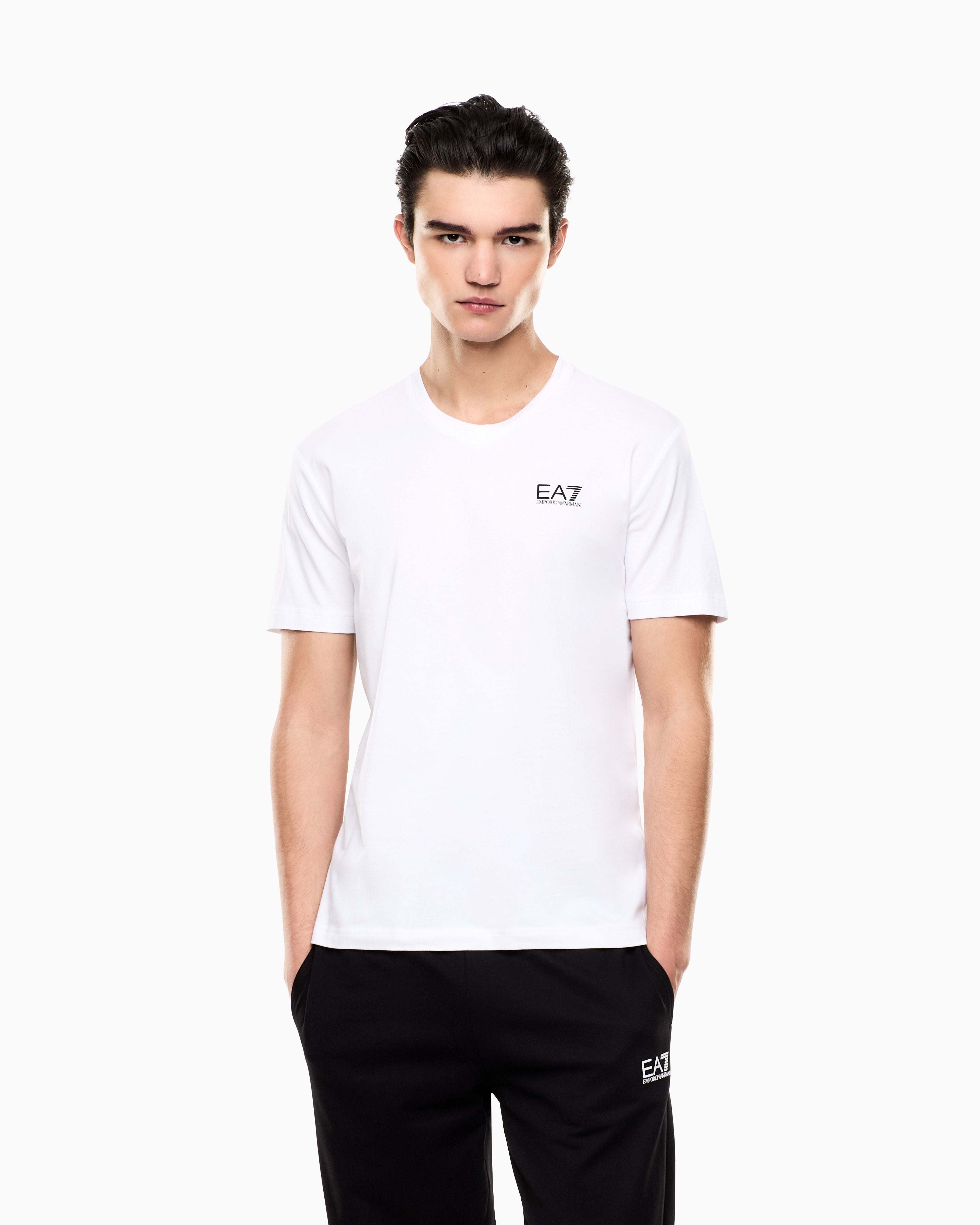 EA7 Core Identity stretch cotton jersey V-neck T-shirt