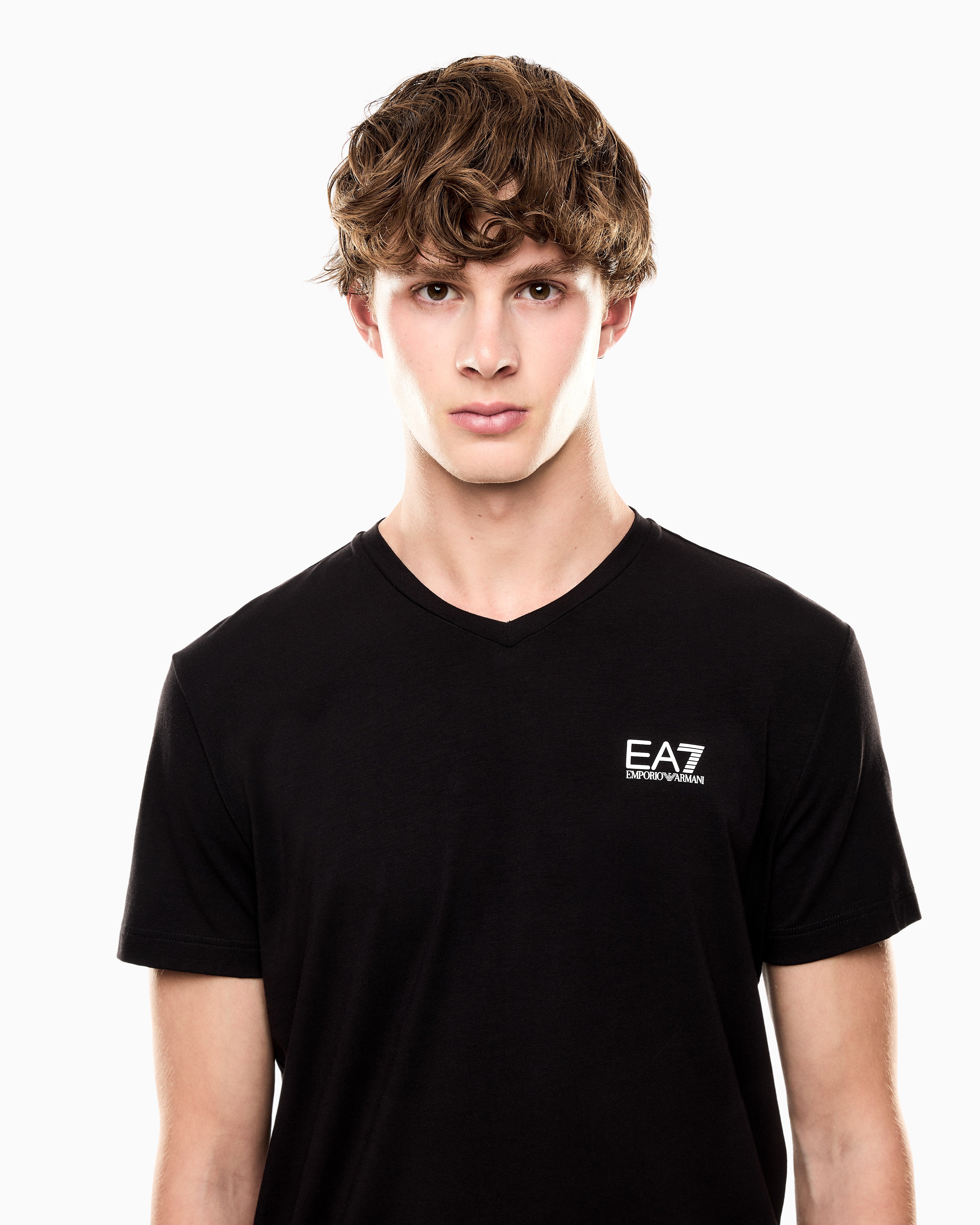 EA7 Core Identity stretch cotton jersey V-neck T-shirt