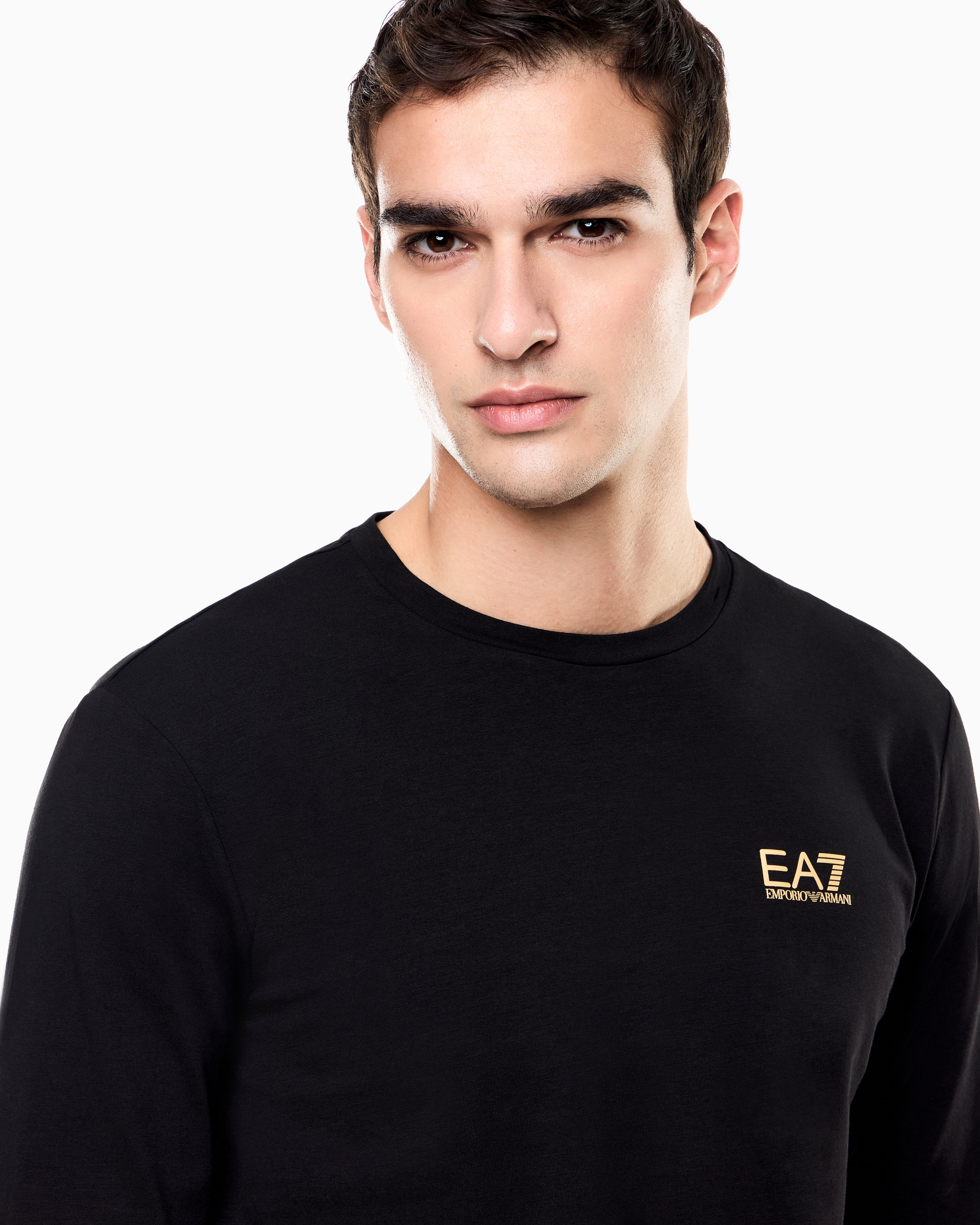 EA7 Crew neck t-shirt Core Identity in cotton with long sleeves