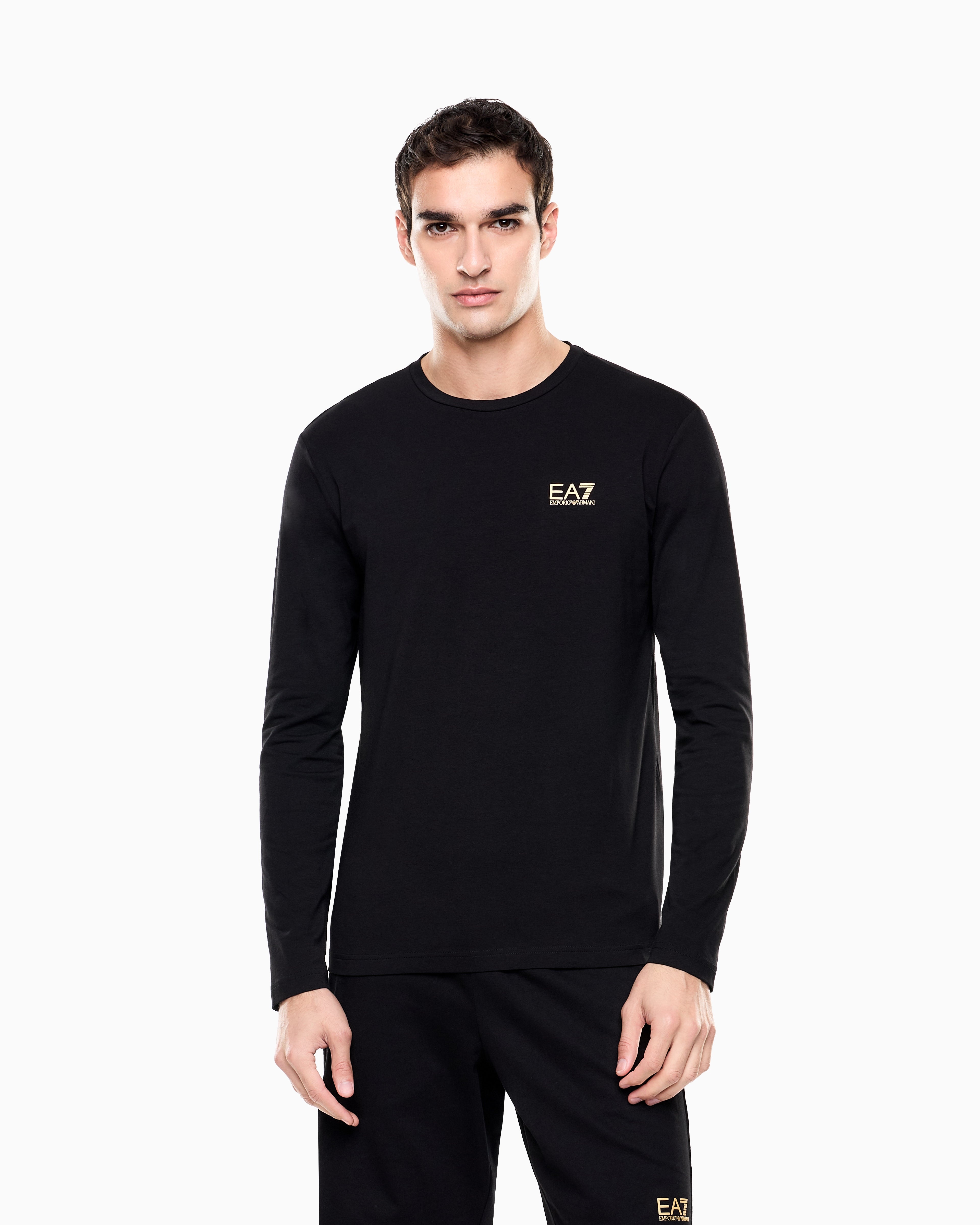 EA7 Crew neck t-shirt Core Identity in cotton with long sleeves