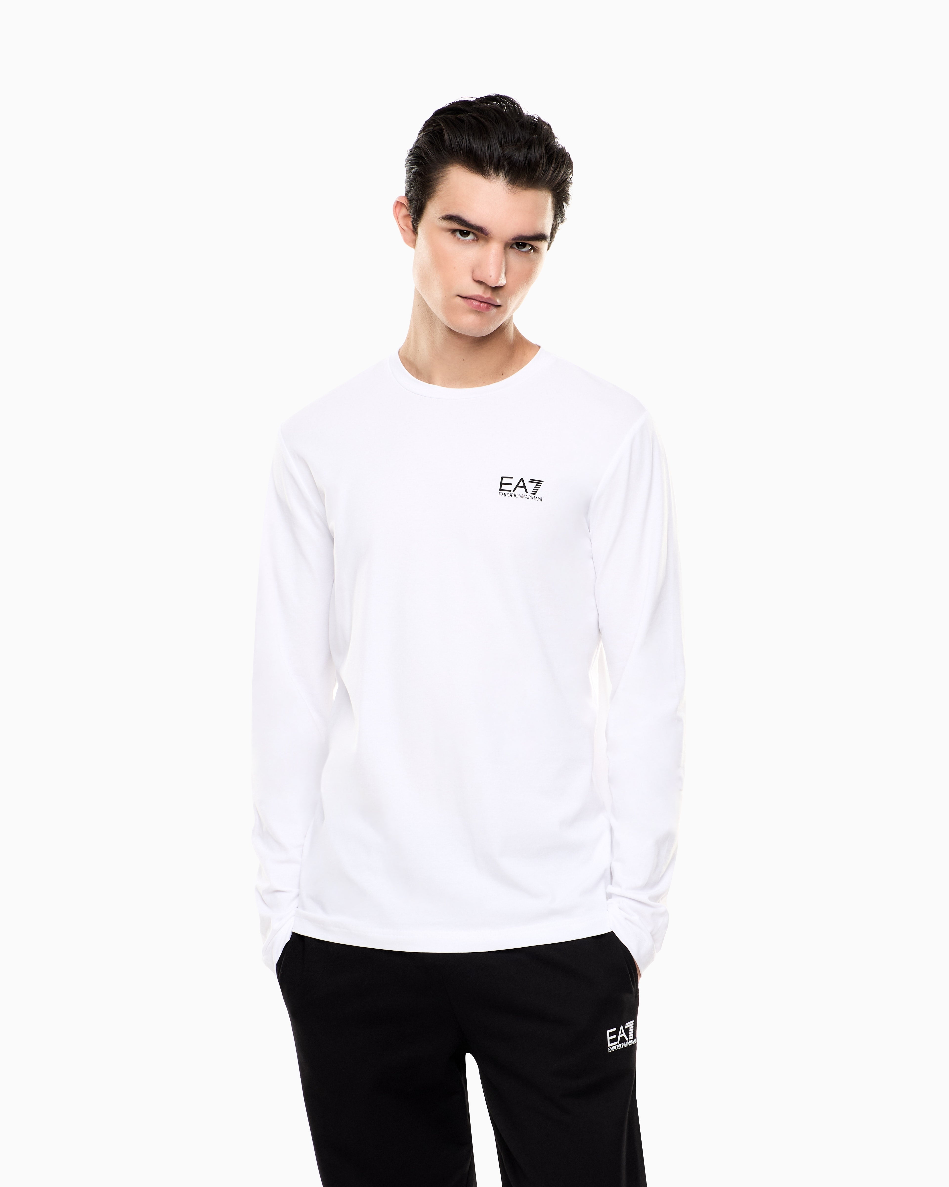 EA7 Crew neck t-shirt Core Identity in cotton with long sleeves