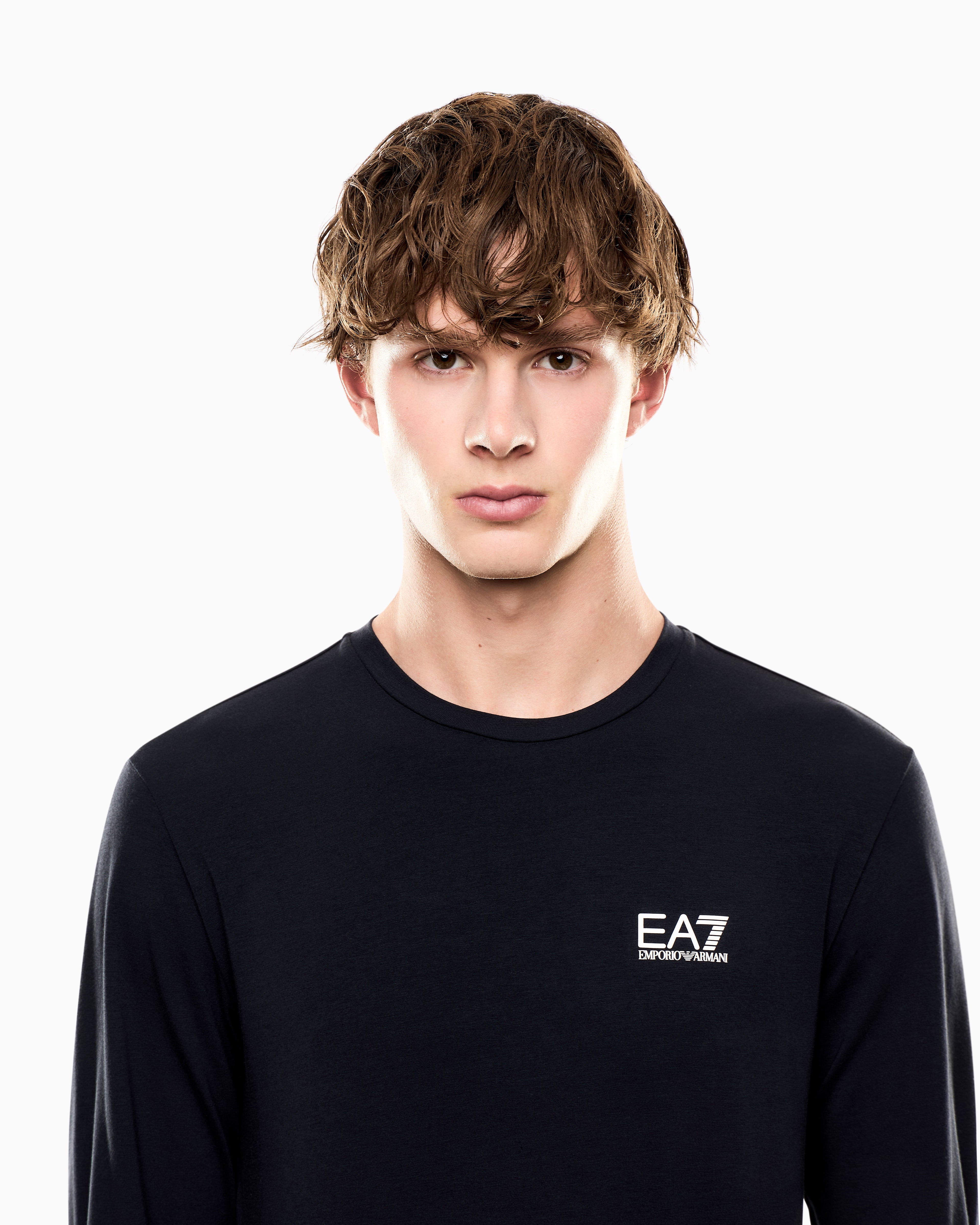 EA7 Crew neck t-shirt Core Identity in cotton with long sleeves