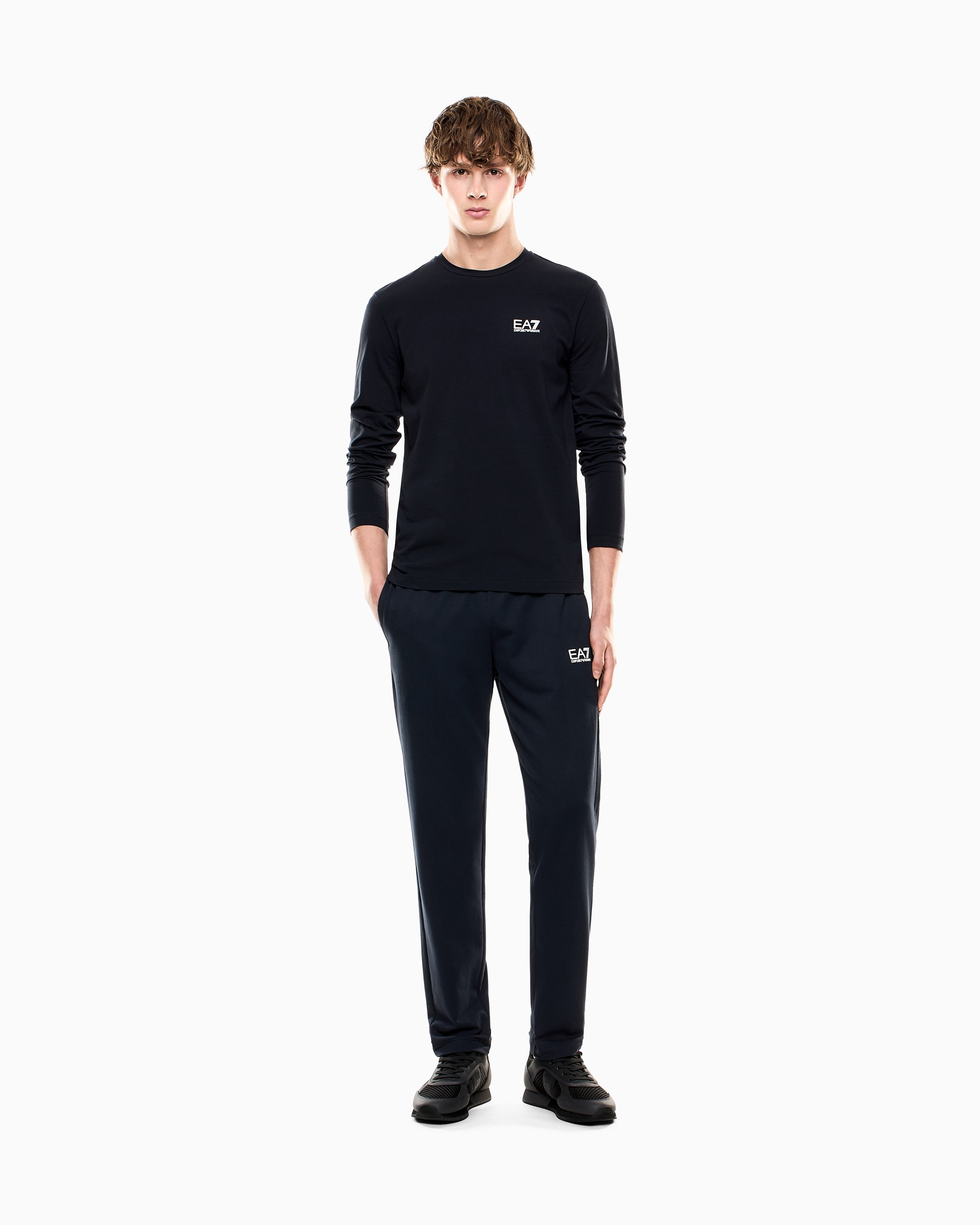 EA7 Crew neck t-shirt Core Identity in cotton with long sleeves