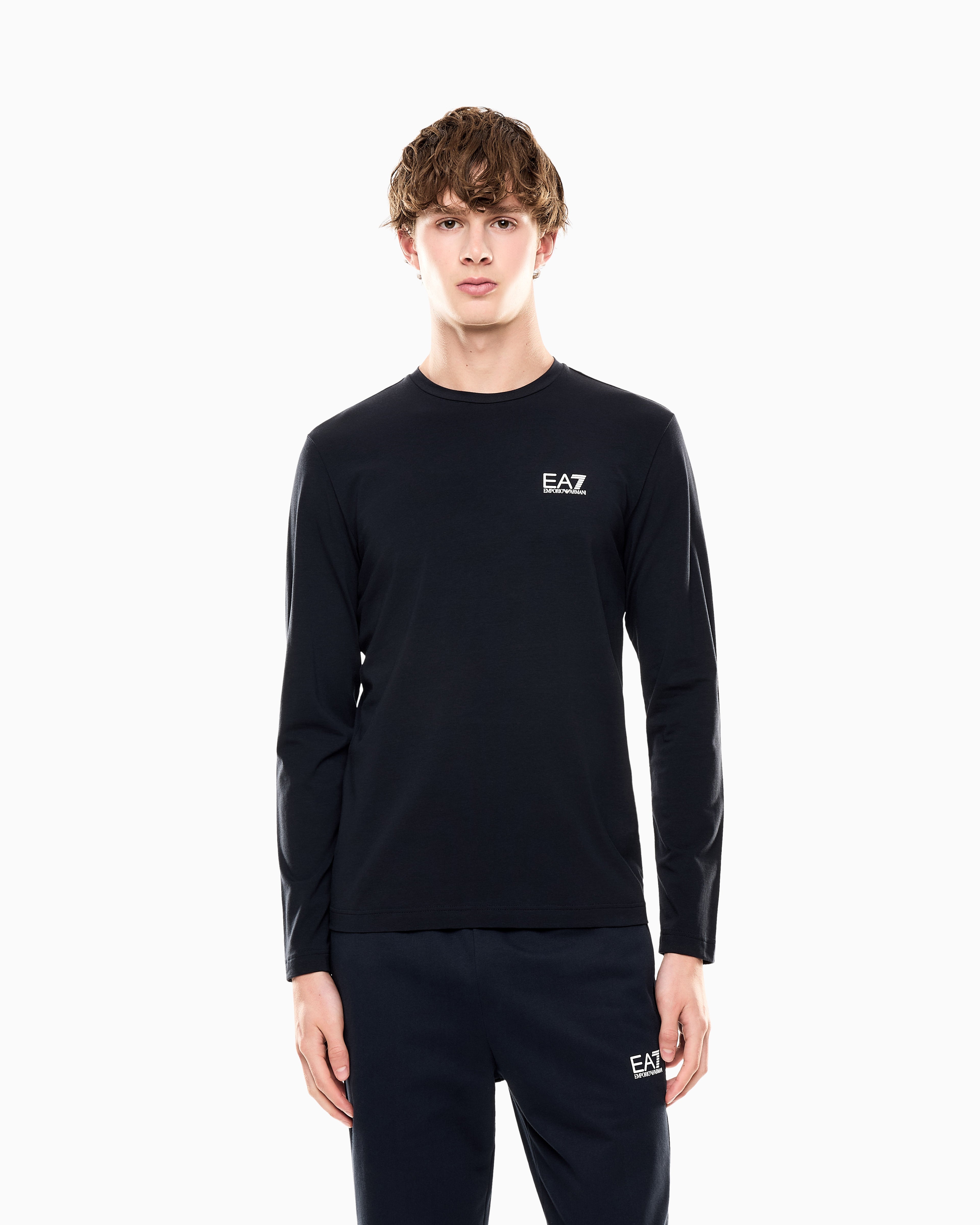 EA7 Crew neck t-shirt Core Identity in cotton with long sleeves