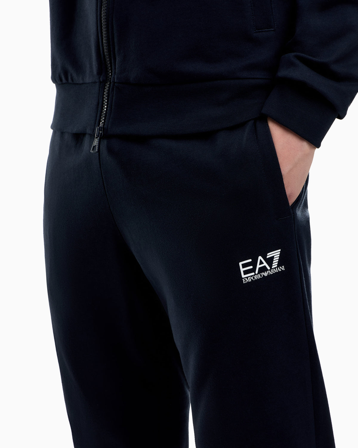 EA7 Cotton suit with zip and stand collar Core Identity