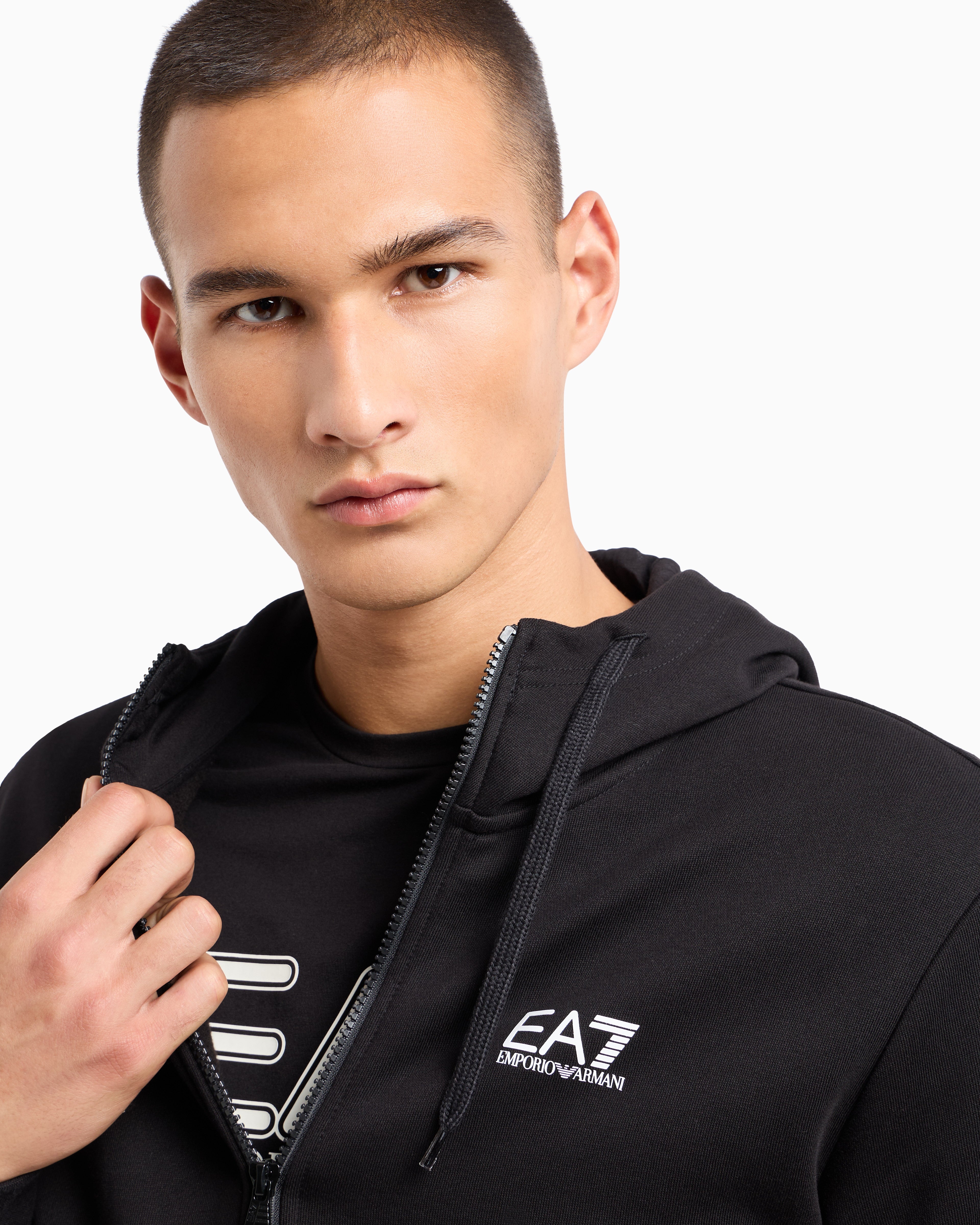 EA7 Core Identity cotton-blend hooded tracksuit