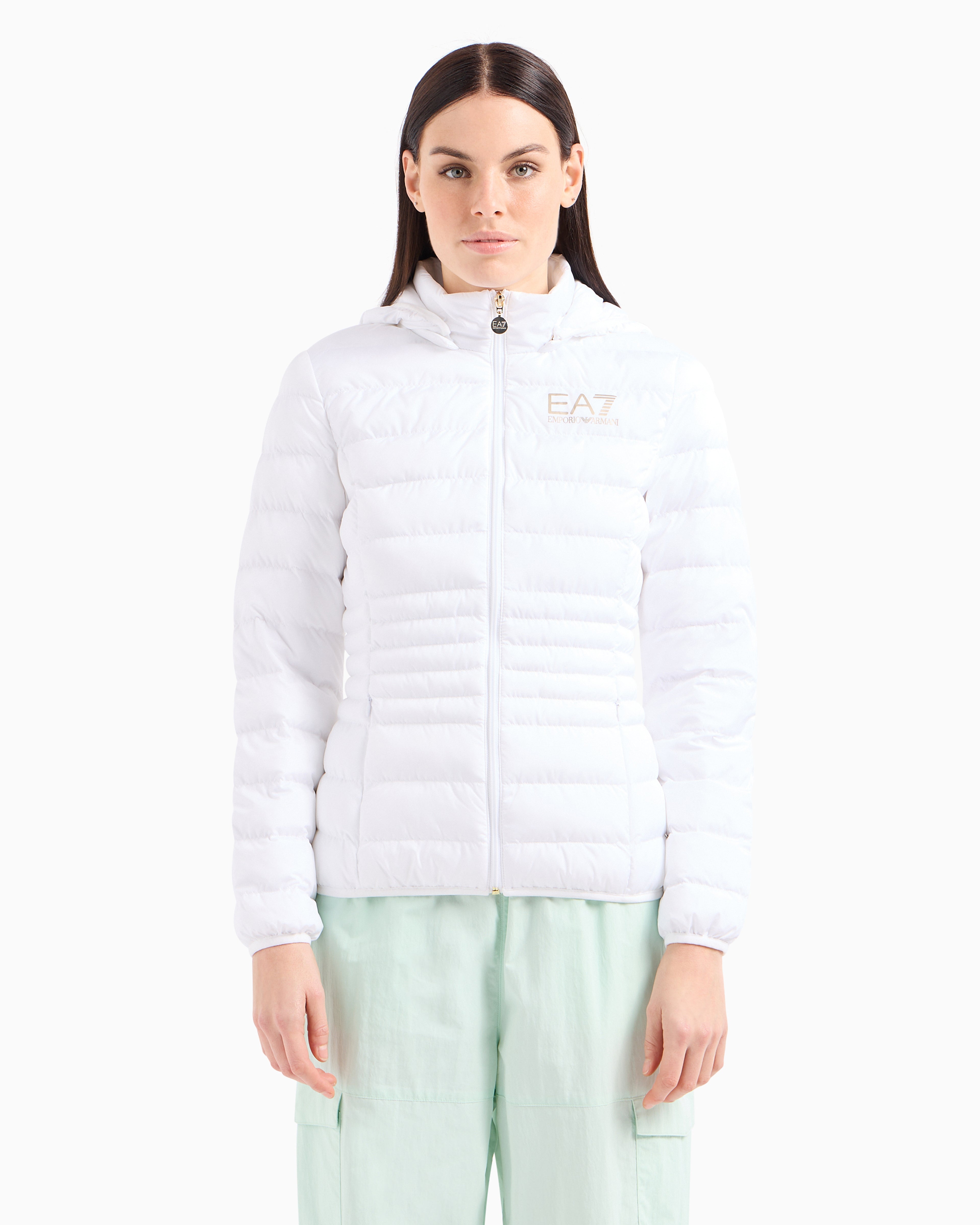 EA7 Core Lady recycled technical fabric padded hooded jacket