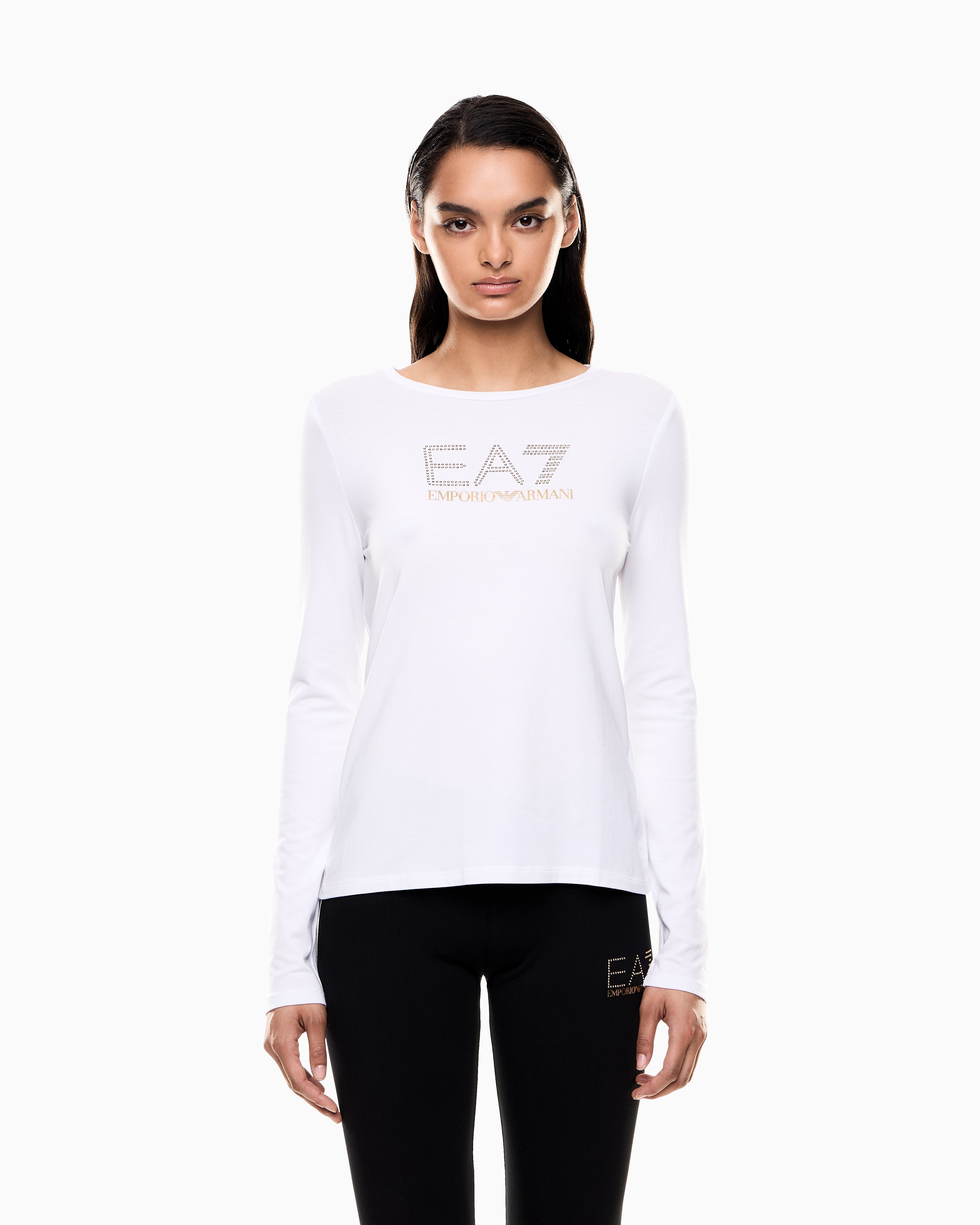 EA7 Stretch t-shirt with crew neck and long sleeves Evolution