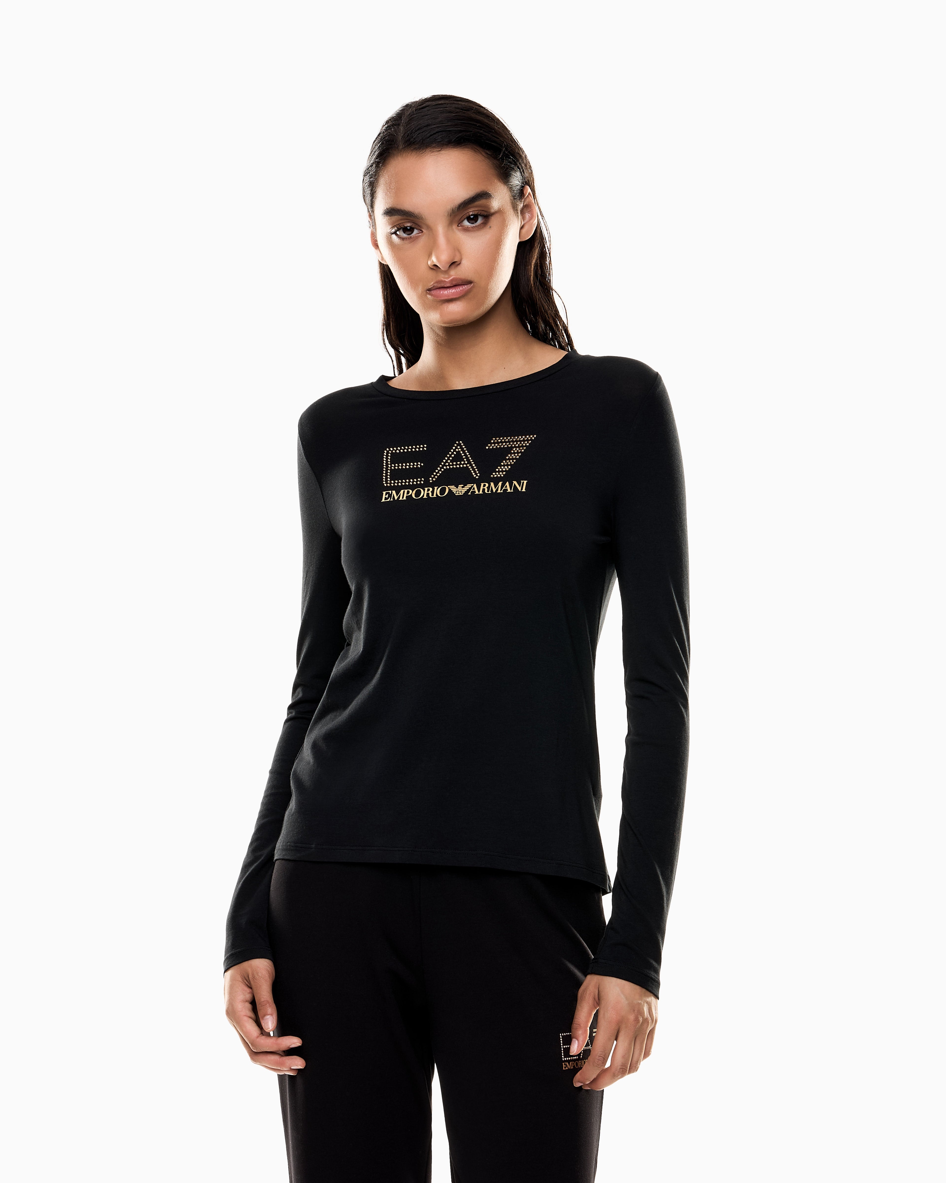 EA7 Stretch t-shirt with crew neck and long sleeves Evolution