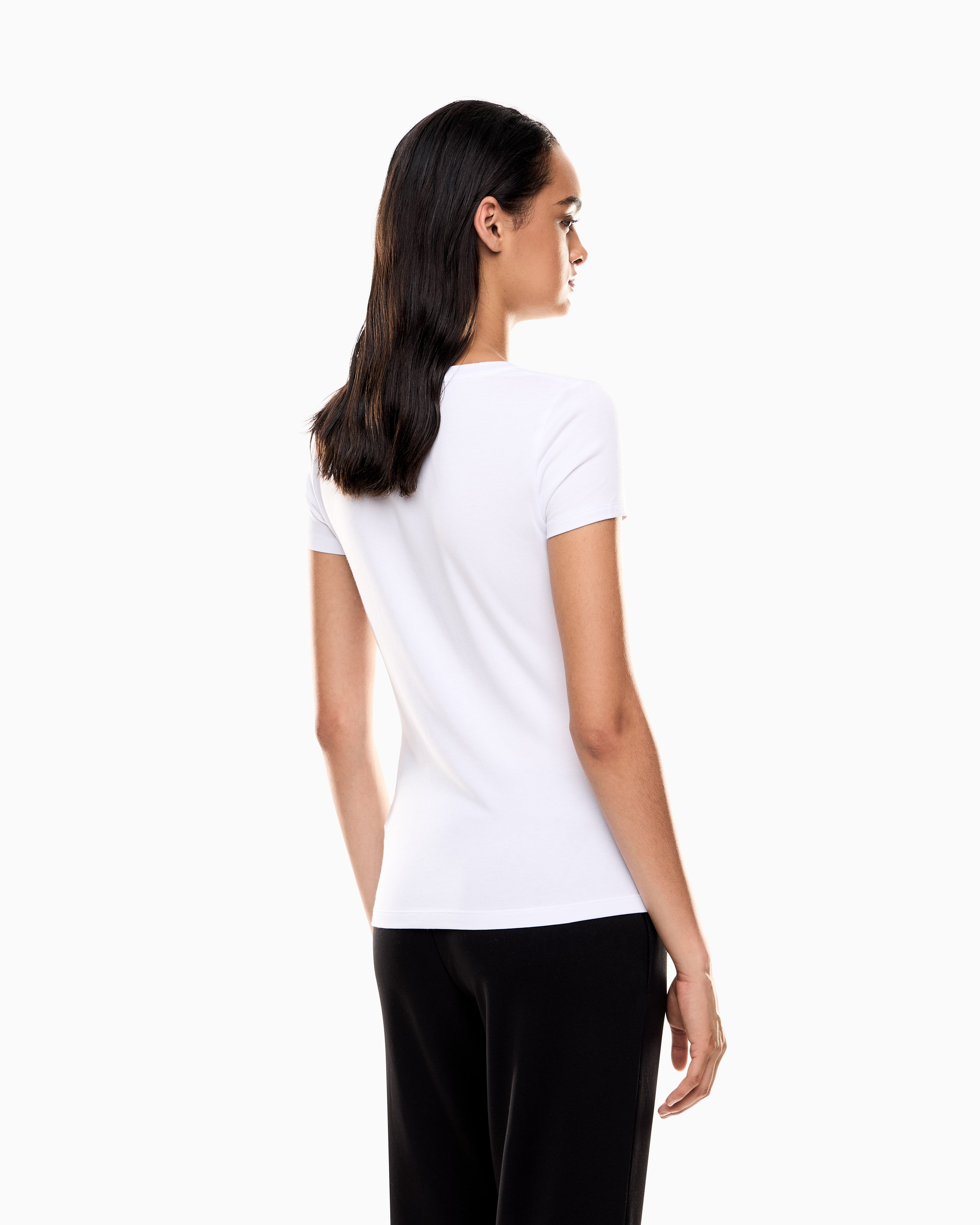 EA7 Stretch crew neck slim t-shirt with micro studs Evolution