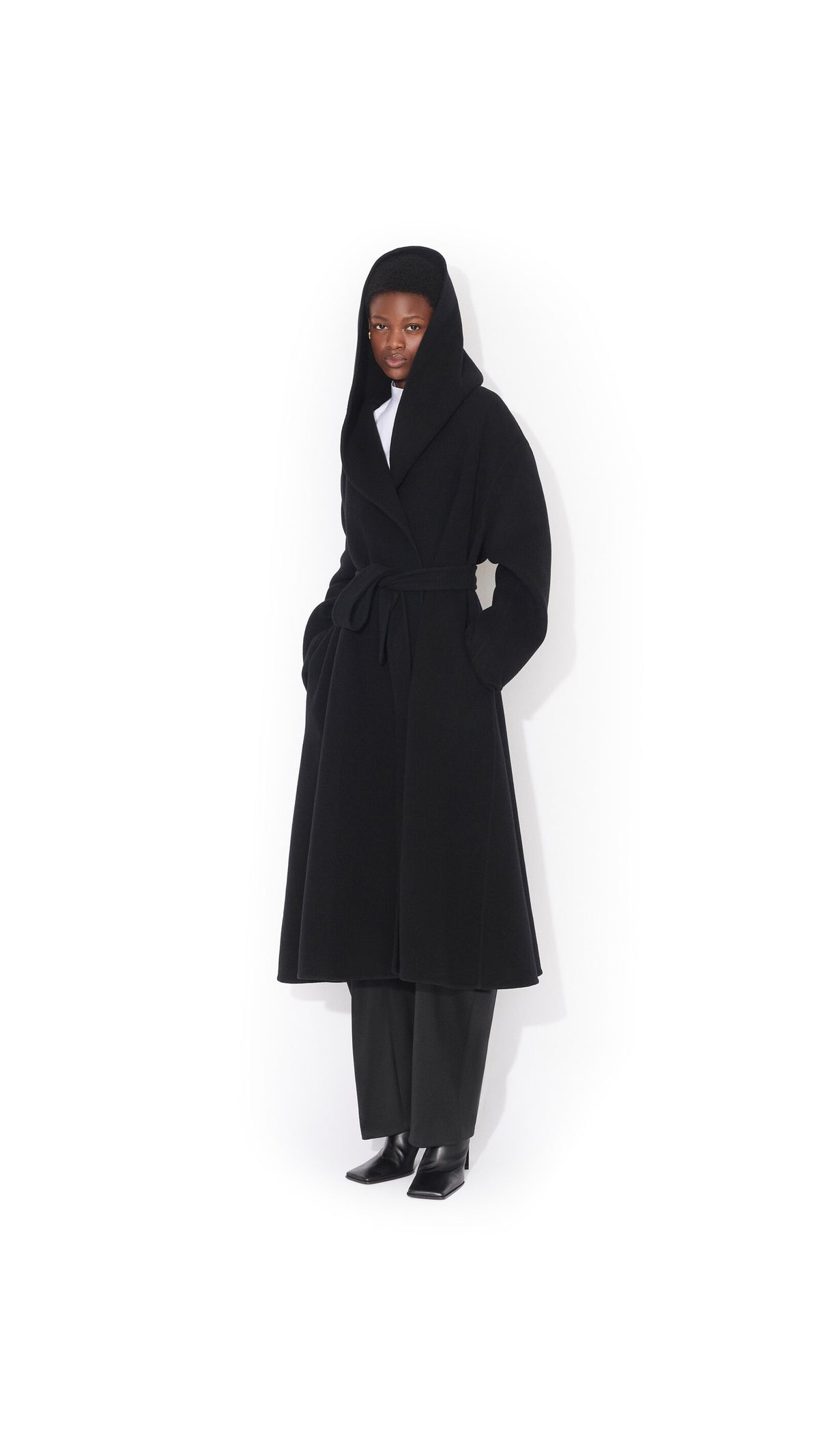 Alaïa Hood Wrap Wool Coat