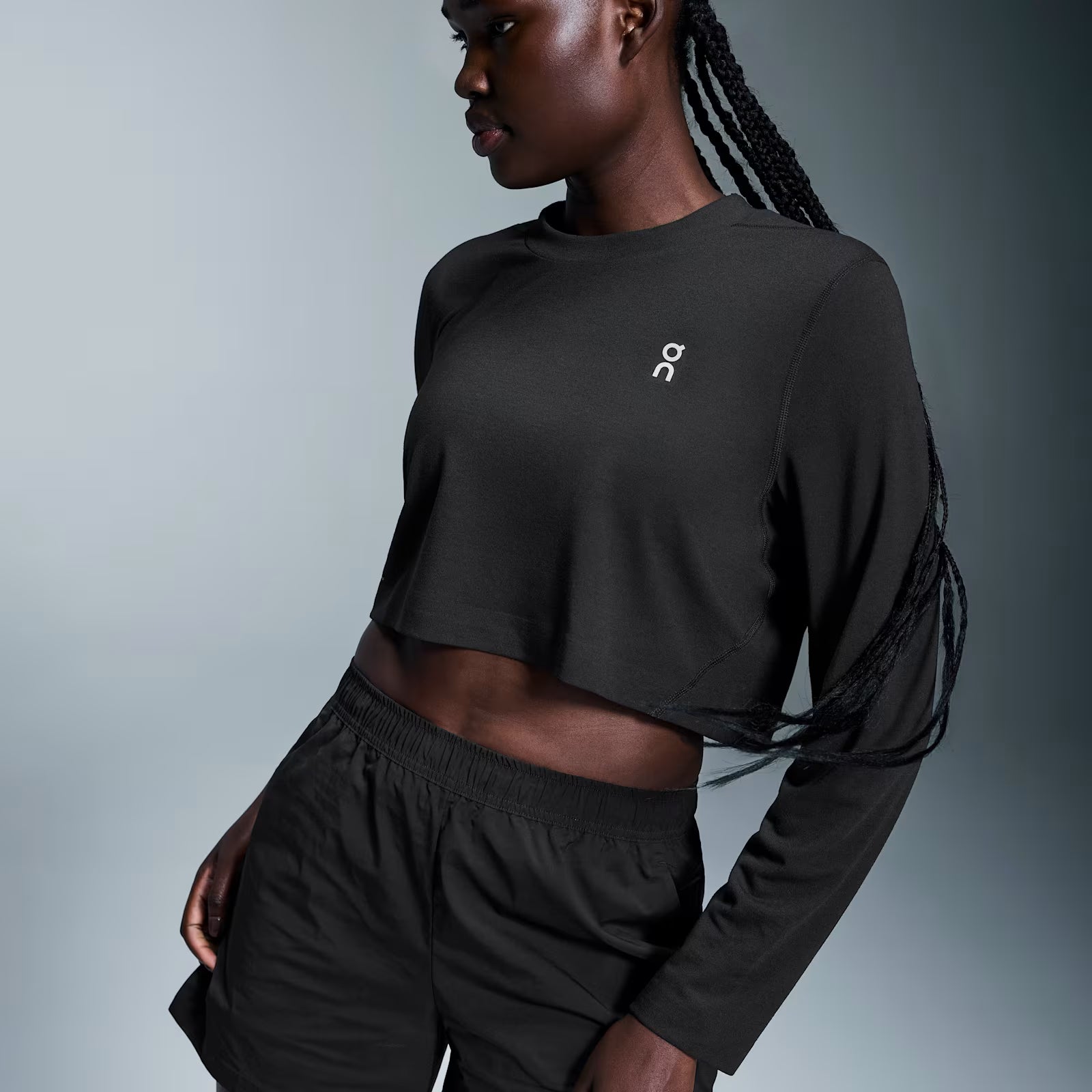 On Train Long-T Crop Black (Women'S)